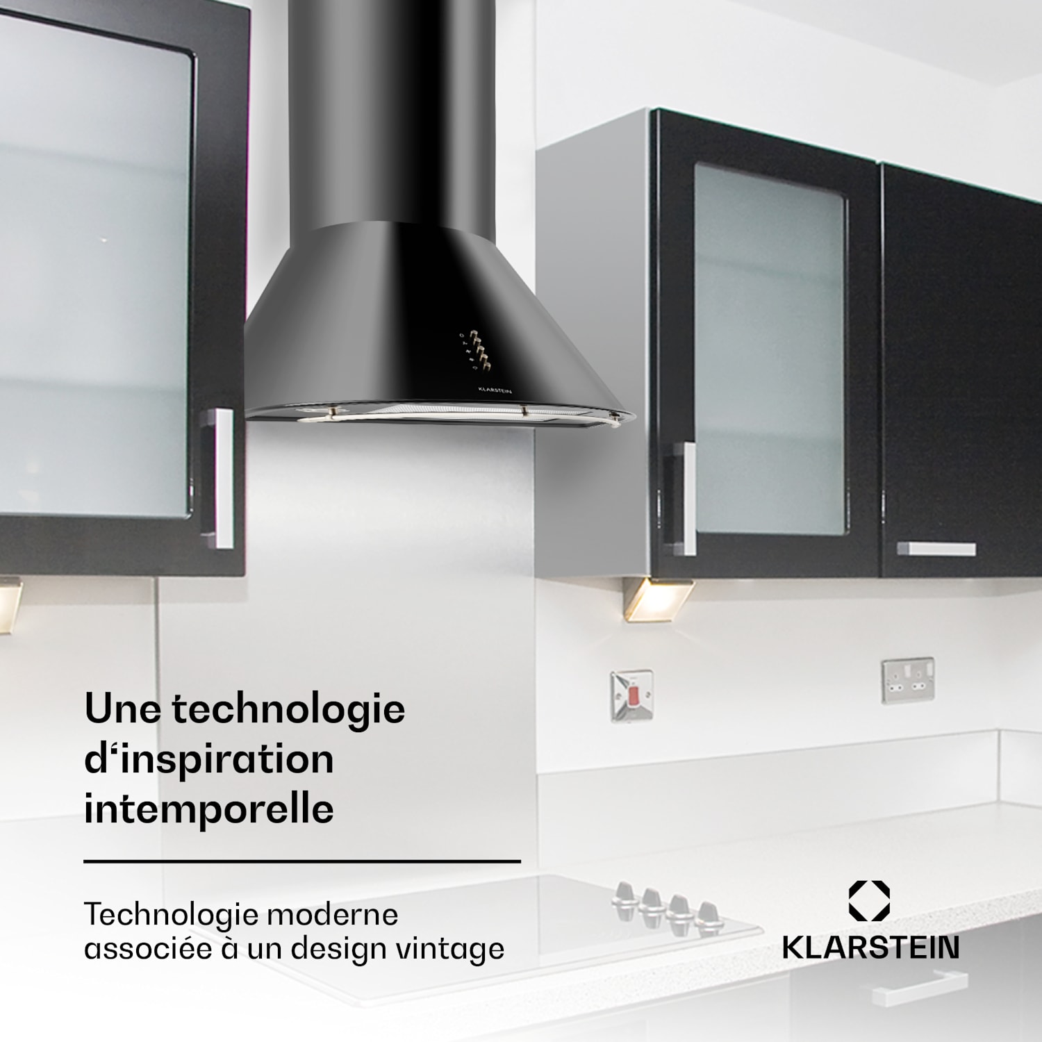 Lumio Neo retro-afzuigkap 60 cm 610m³/h klasse A - rvs zwart Zwart