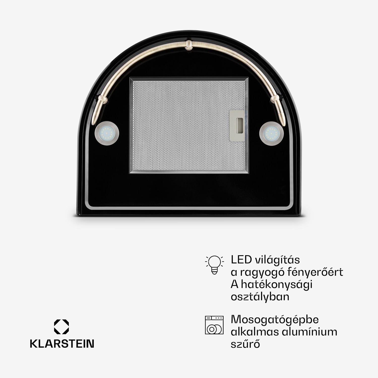 Lumio Neo, retró kéményes páraelszívó, 60 cm, 610 m³/ó, nemesacél, fekete Fekete