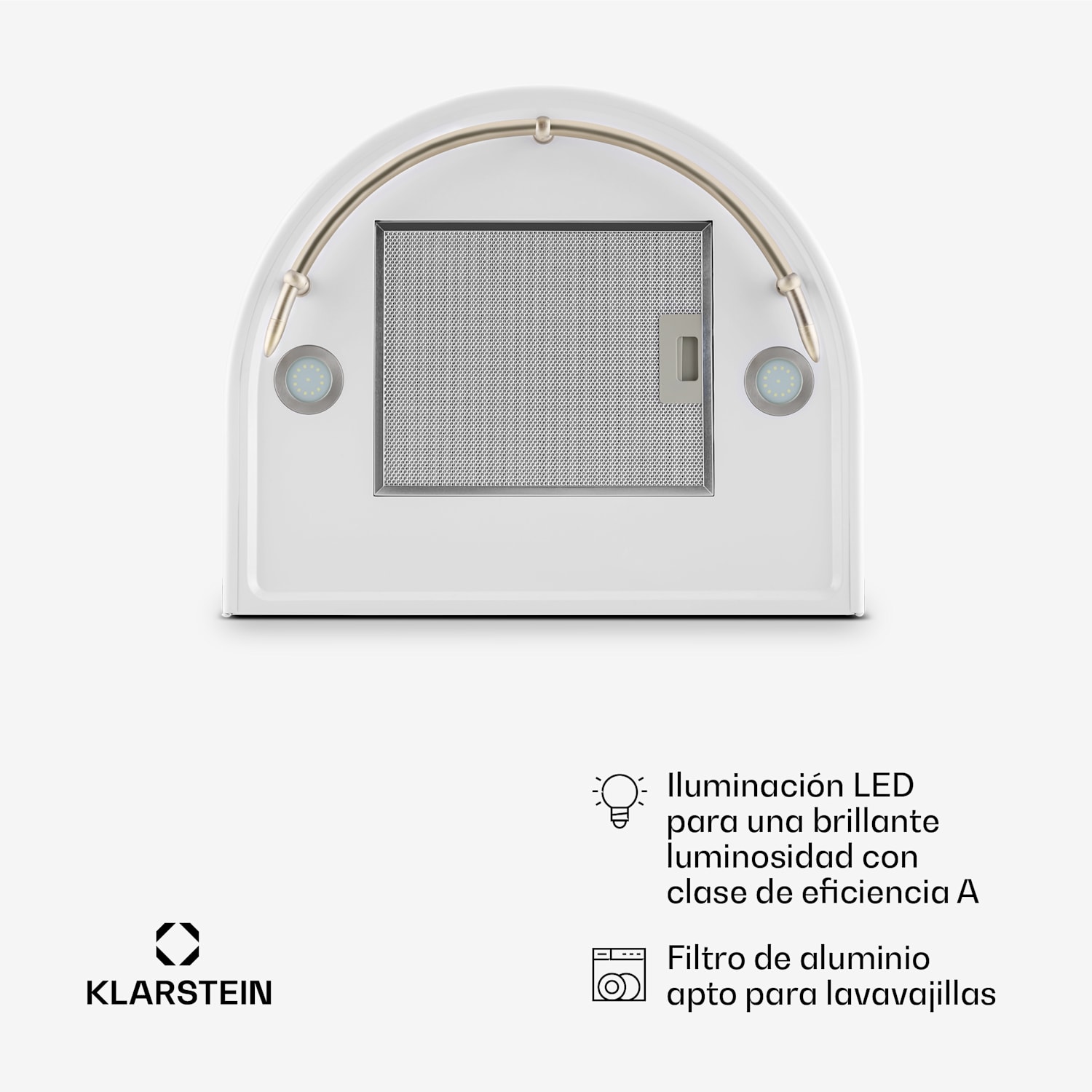Lumio Neo Campana extractora retro, 60 cm, 610 m³/h, etiqueta energética A, en acero inoxidable y color blanco Blanco