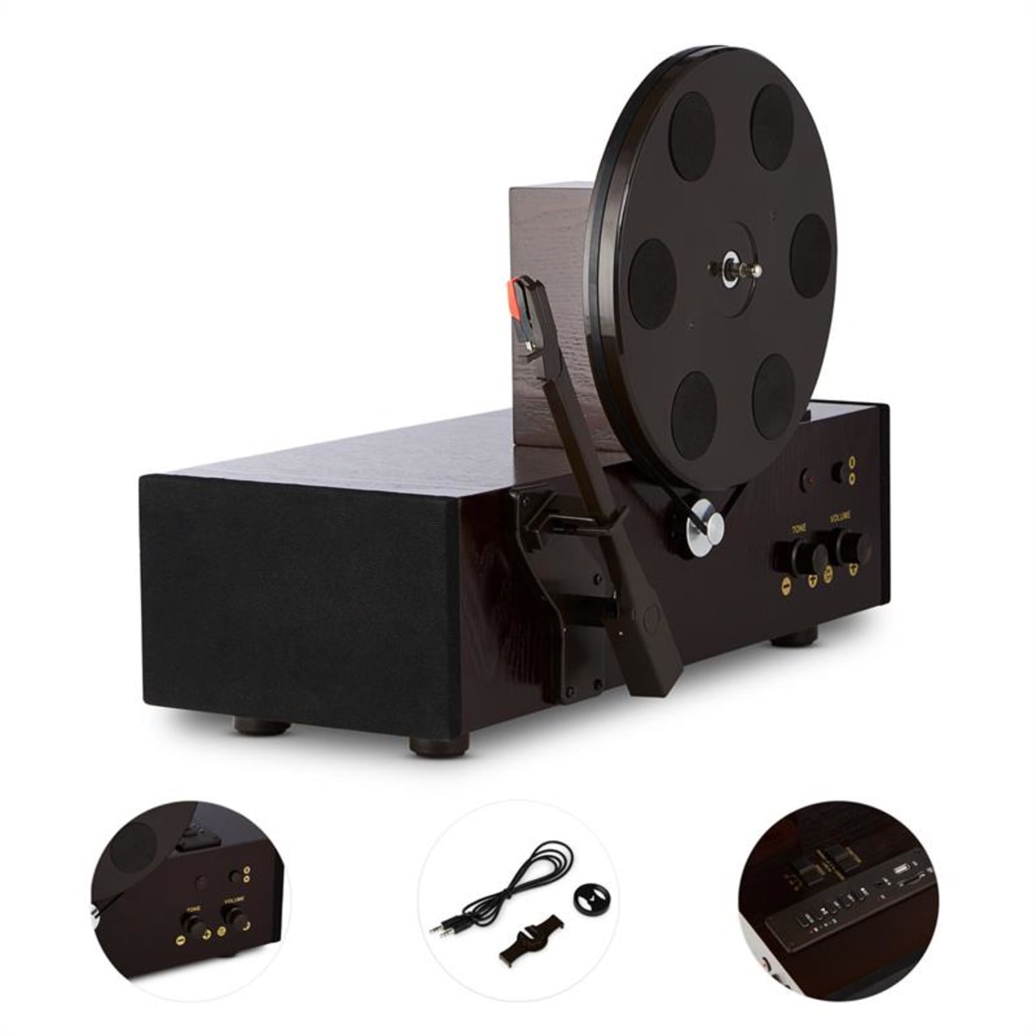 Vertical verticale platenspeler 33/45/78 toeren/min USB SD MP3 encoder - kersen 