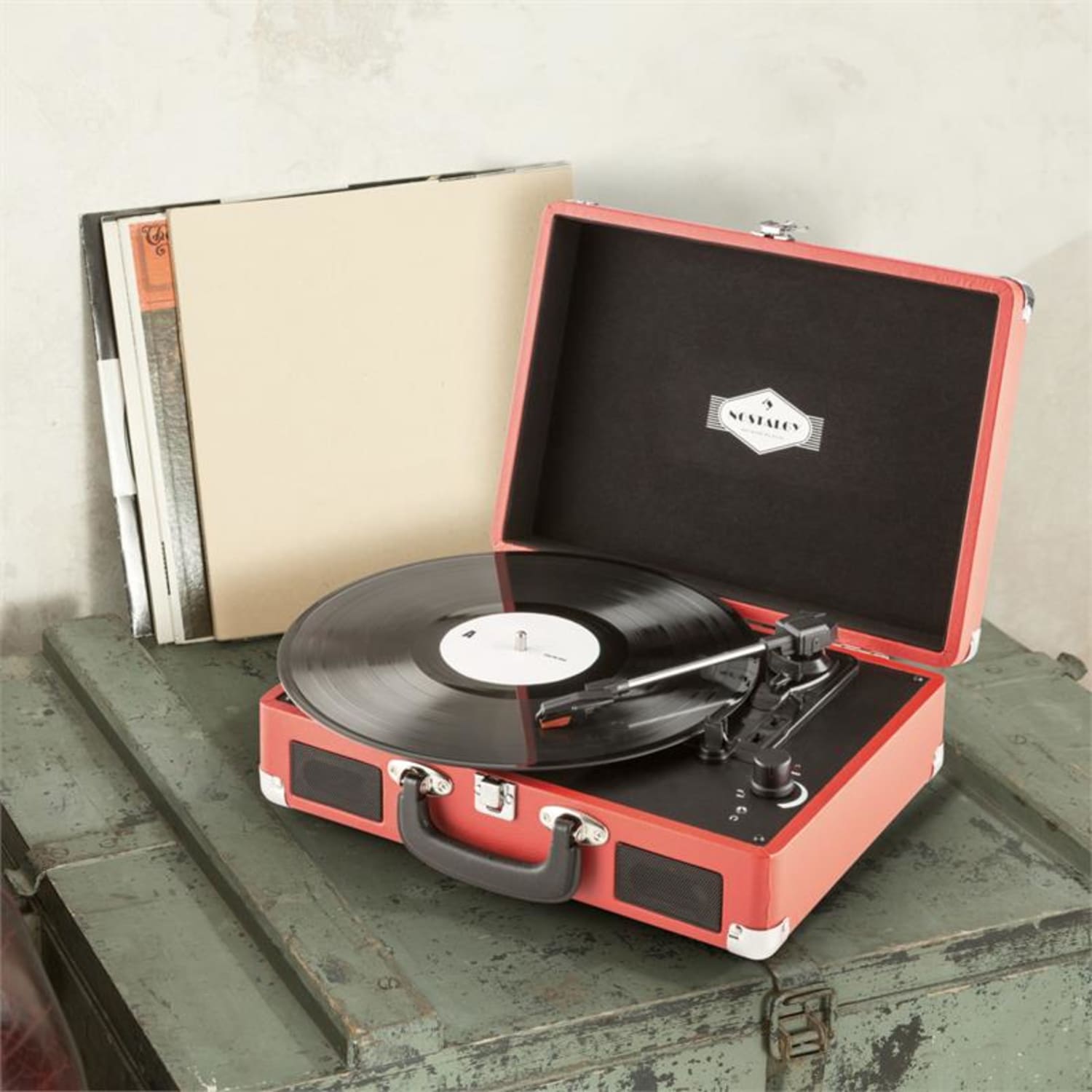 Peggy Sue Gramofon retro Płyty winylowe LP USB Line Out czerwony Czerwony