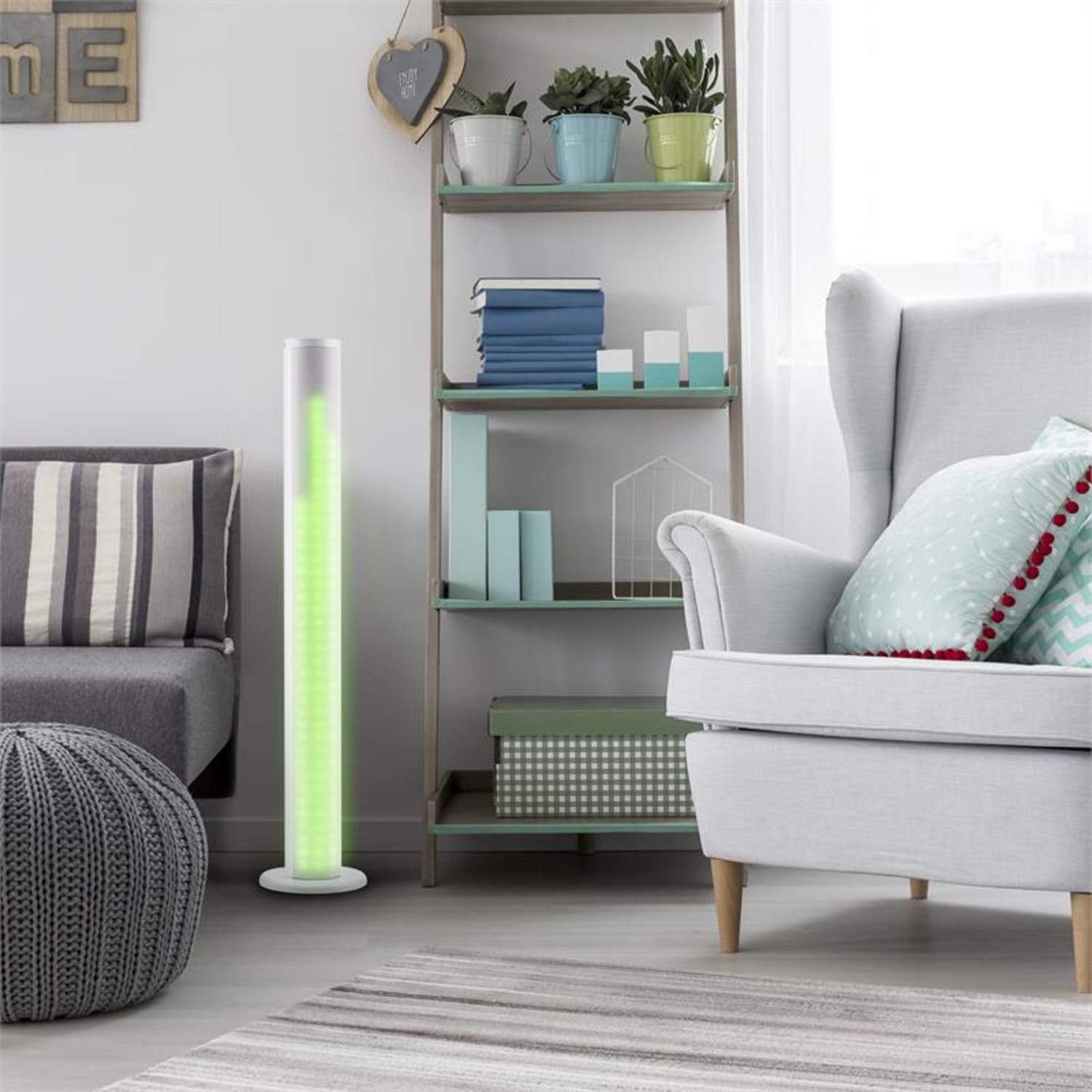 Light Up Tower Speaker Enceinte colonne 2 x 7 W (RMS) Bluetooth LED USB FM – blanc Blanc