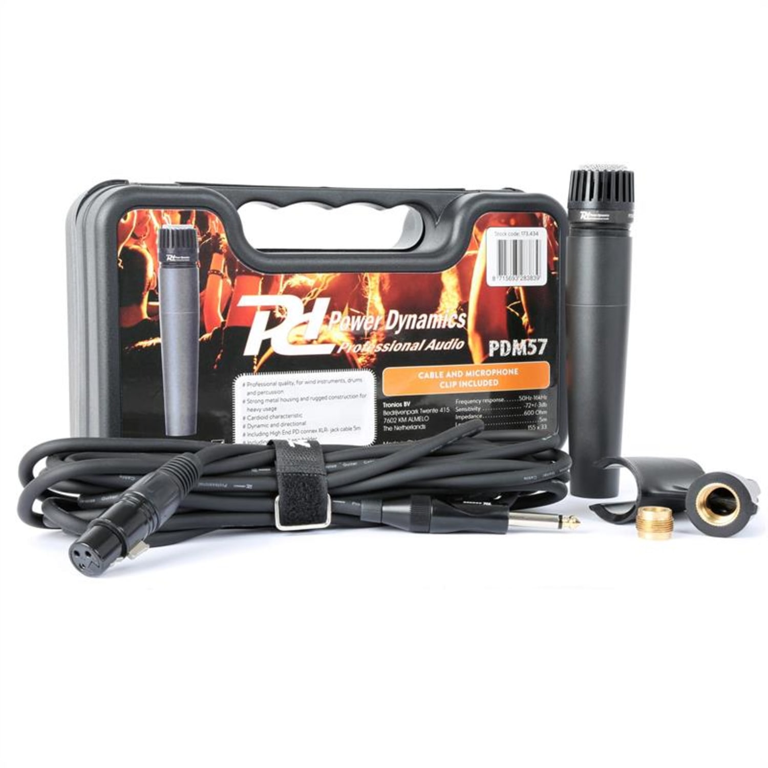 PDM57, mikrofon dynamiczny, XLR, kabel, uchwyt, adapter 
