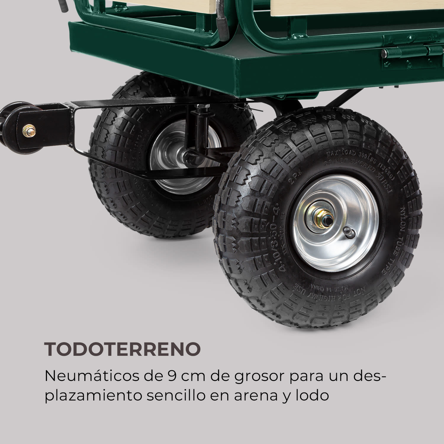 Ventura Carretilla de mano Carga pesada 300 kg acero Verde Oscuro