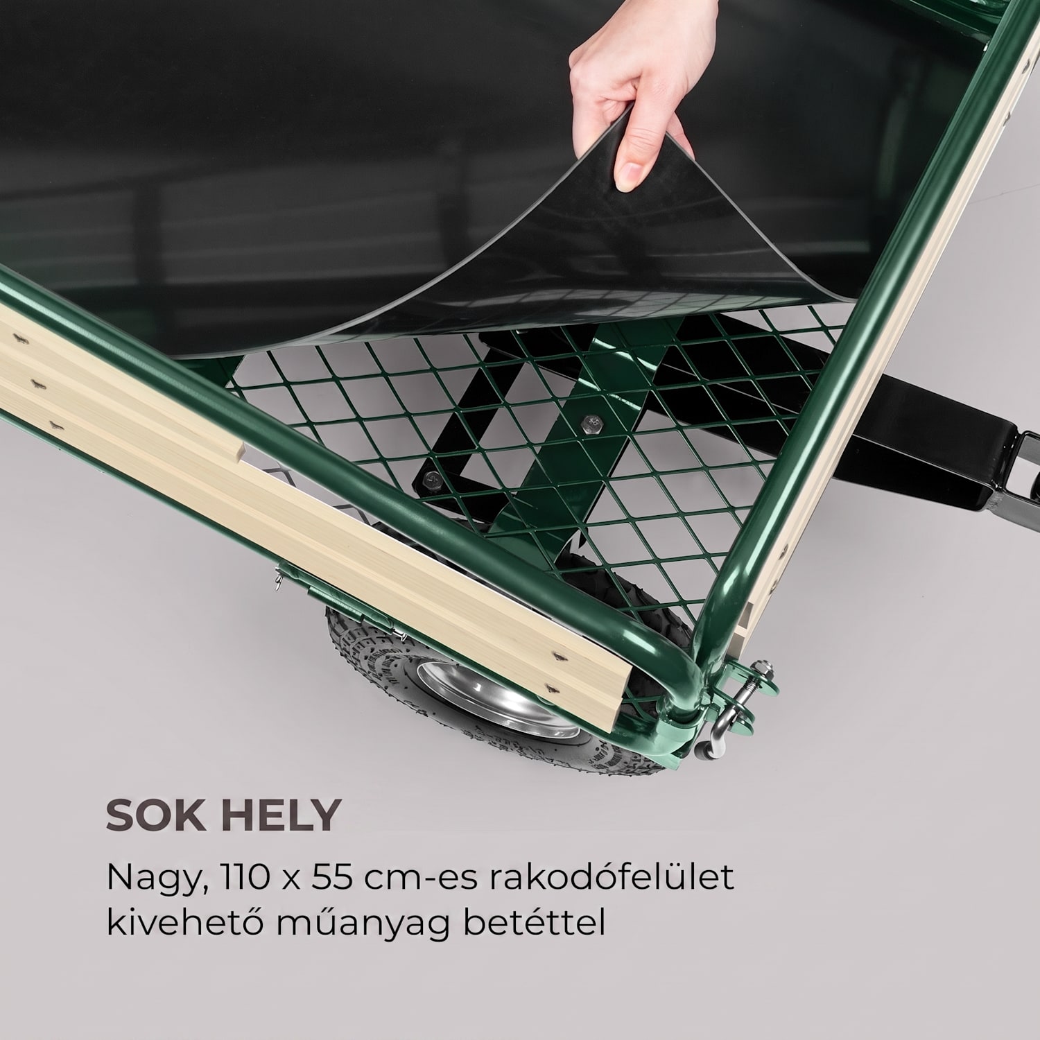 Ventura kézikocsi, maximális teherbírás 300 kg, acél Sötétzöld