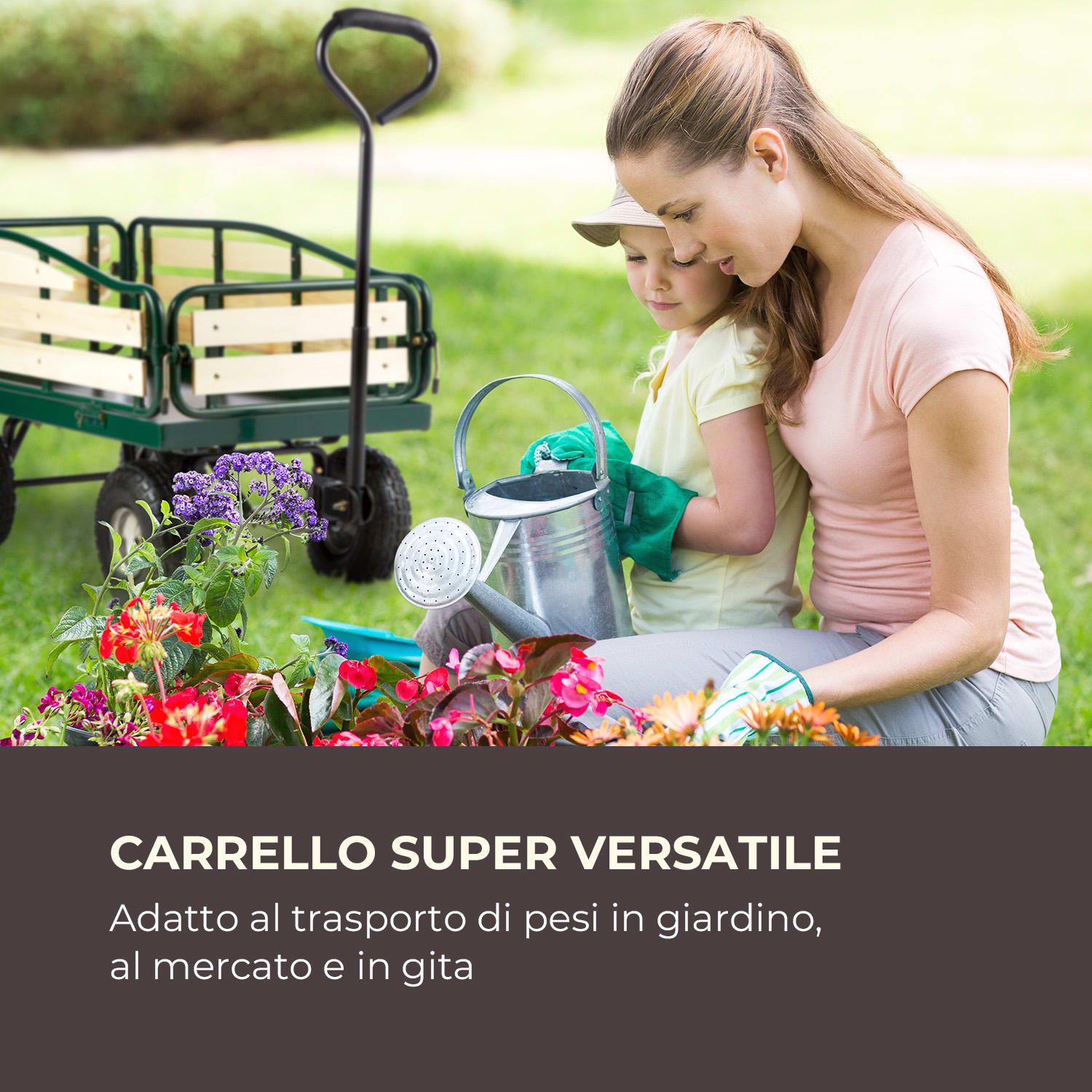 Ventura Carretto a Rimorchio Carichi Pesanti 300 kg Acciaio Verde scuro