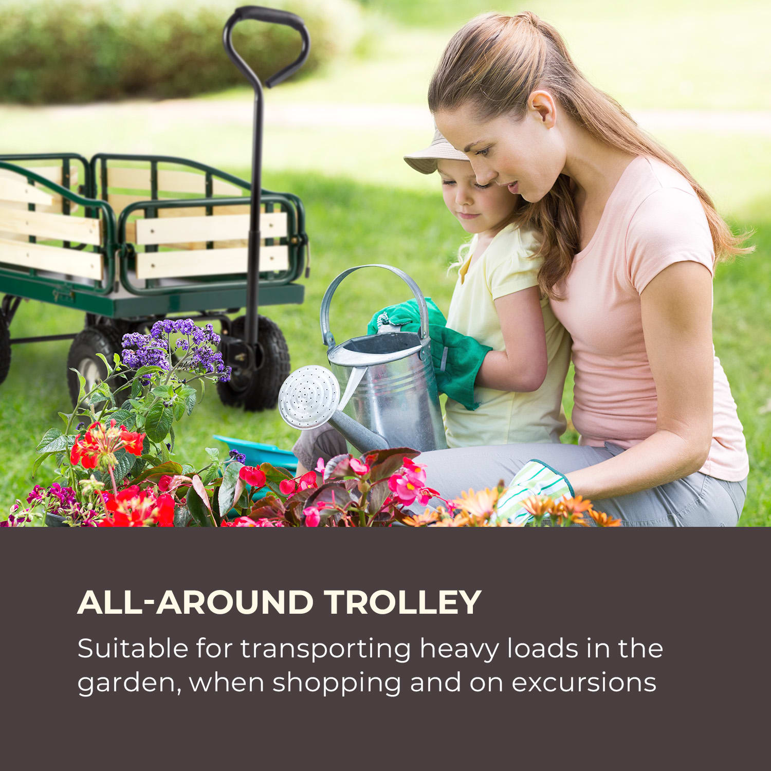 Ventura Handwagen Bolderwagen Zware Lasten 300 kg Staal Donkergroen