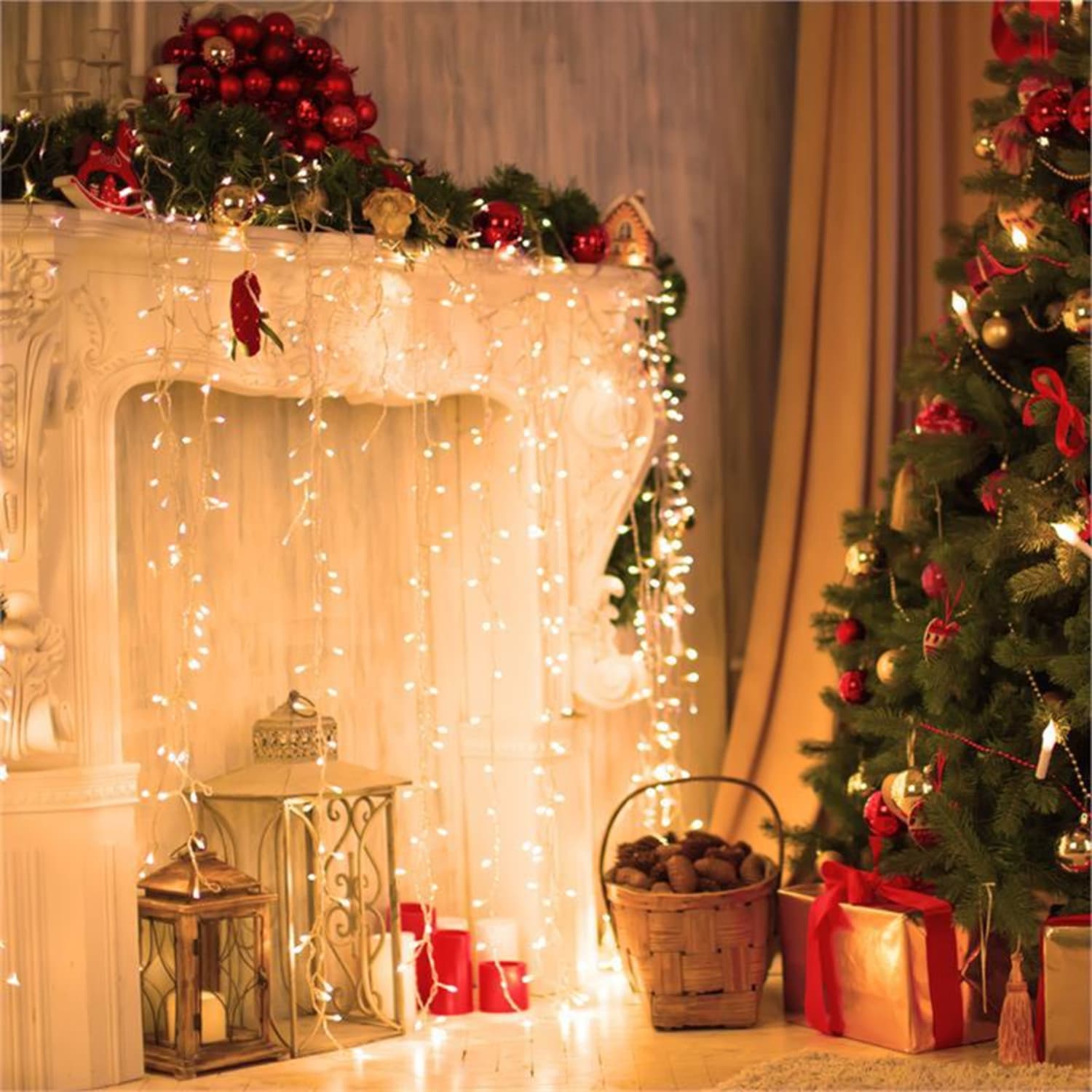 ICICLE-320-WW LED karácsonyi megvilágítás, jégcsapok, 16m, 320 LED égő, melegfehér szín 16 m | Fehér