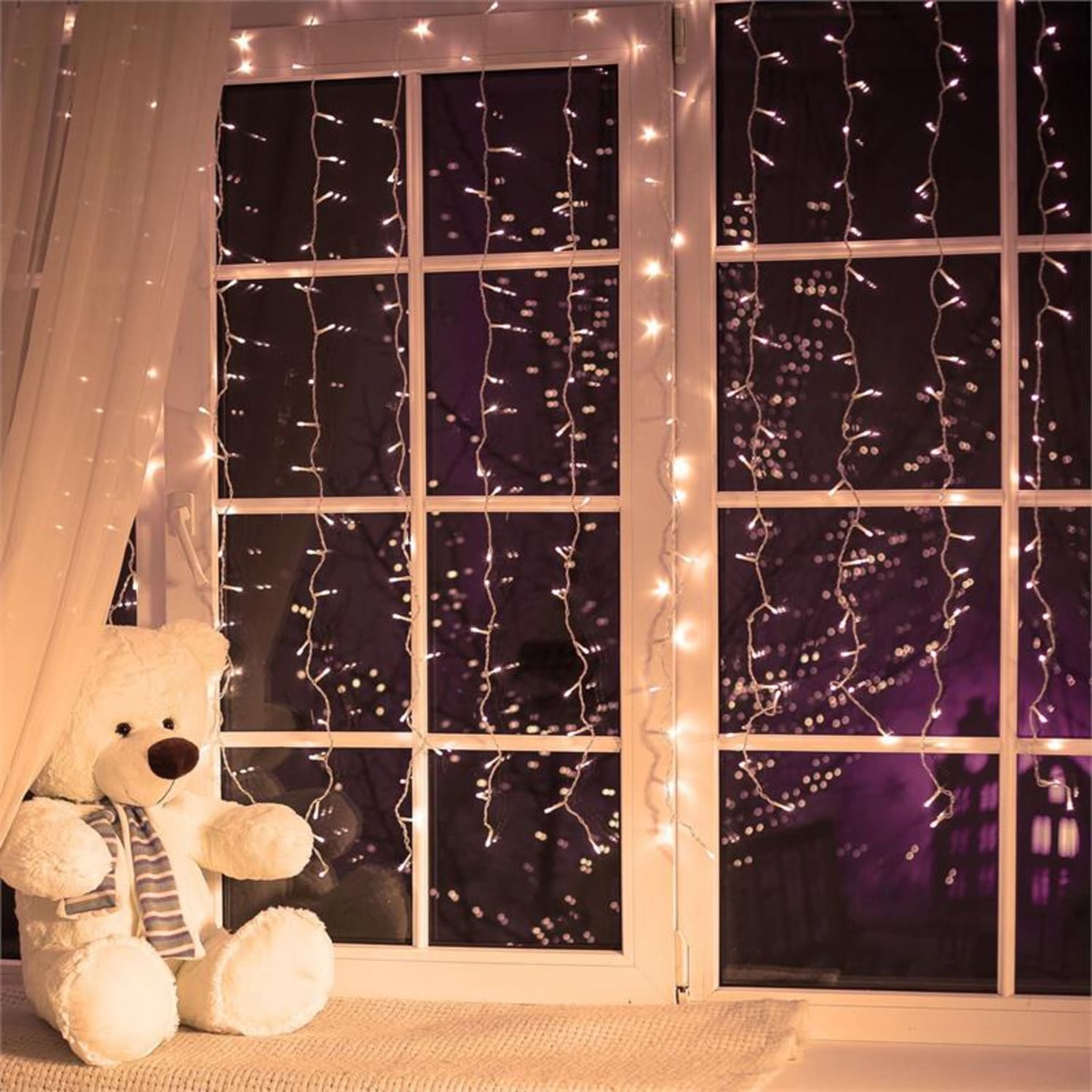 ICICLE-320-WW LED karácsonyi megvilágítás, jégcsapok, 16m, 320 LED égő, melegfehér szín 16 m | Fehér