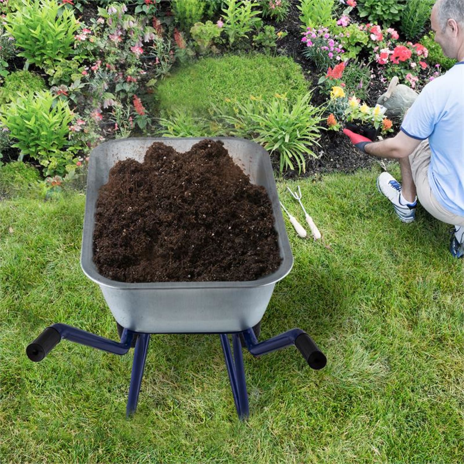 Heavyload talicska, 120l, 320kg, kerti talicska, kétkerekű, acél, kék Kék