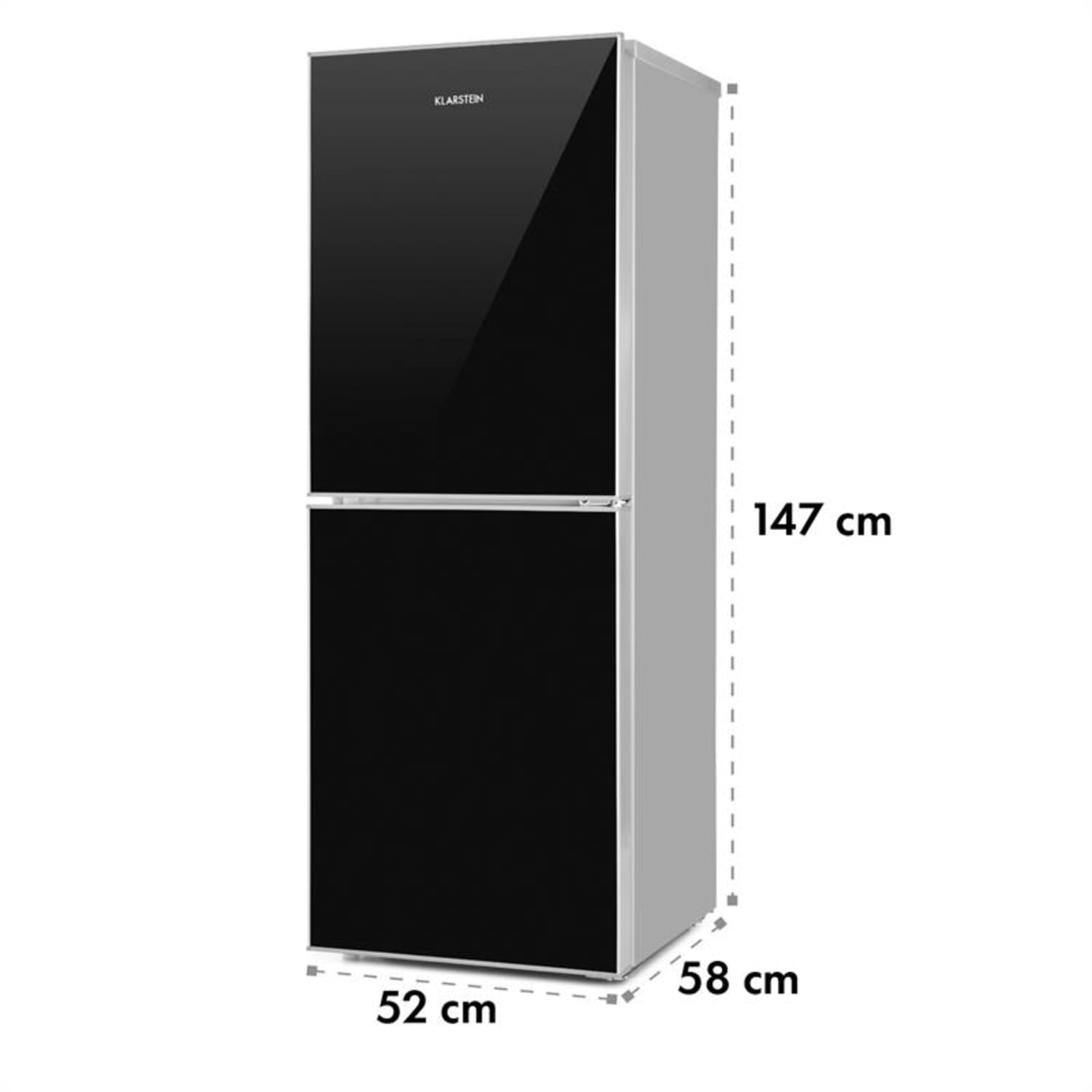 Luminance Frost koelvriescombinatie 98/52 l A+++ - zwart glazen voorfront 