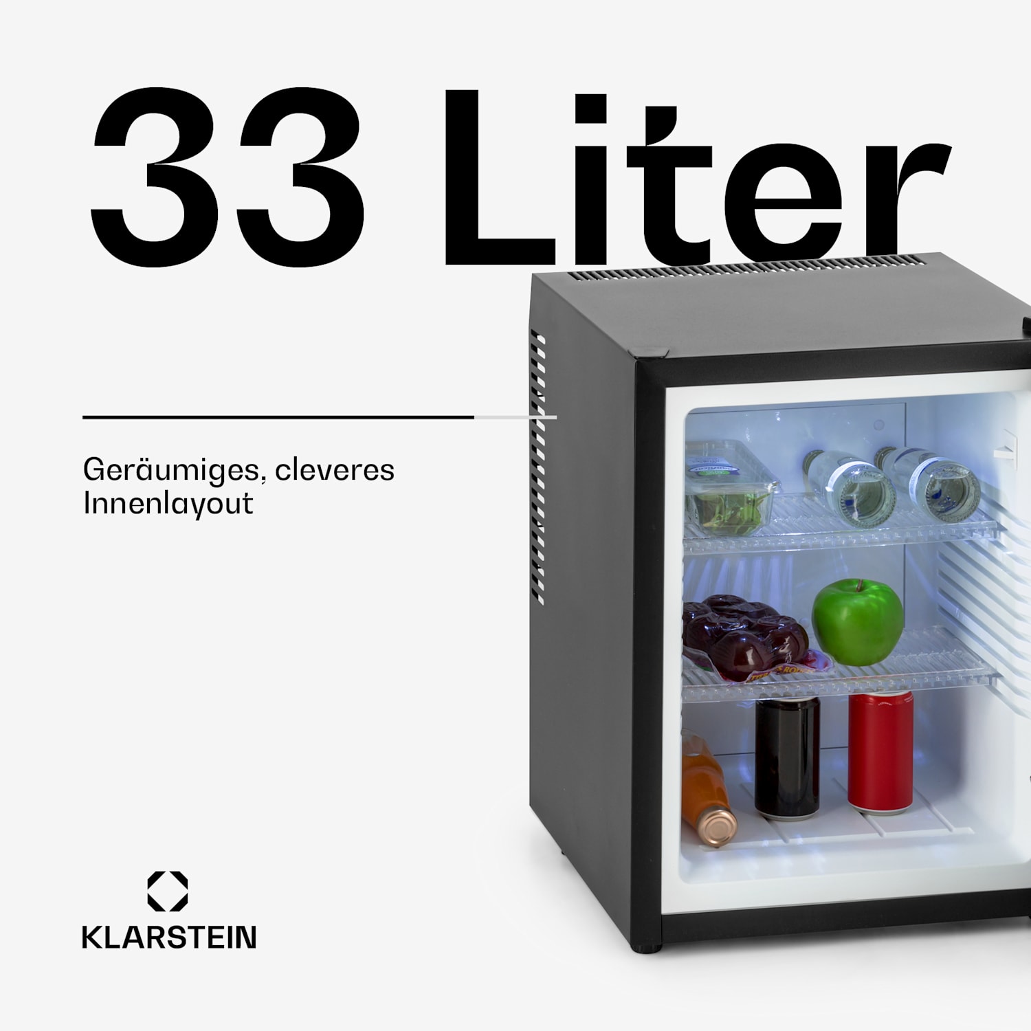 Happy Hour 33 Minibar 33L 5-15°C EEK G 25dB LED-Licht 33 Ltr | F | Schwarz