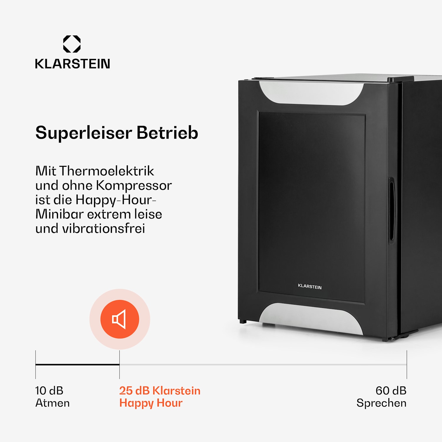 Happy Hour 33 Minibar 33L 5-15°C EEK G 25dB LED-Licht 33 Ltr | F | Schwarz