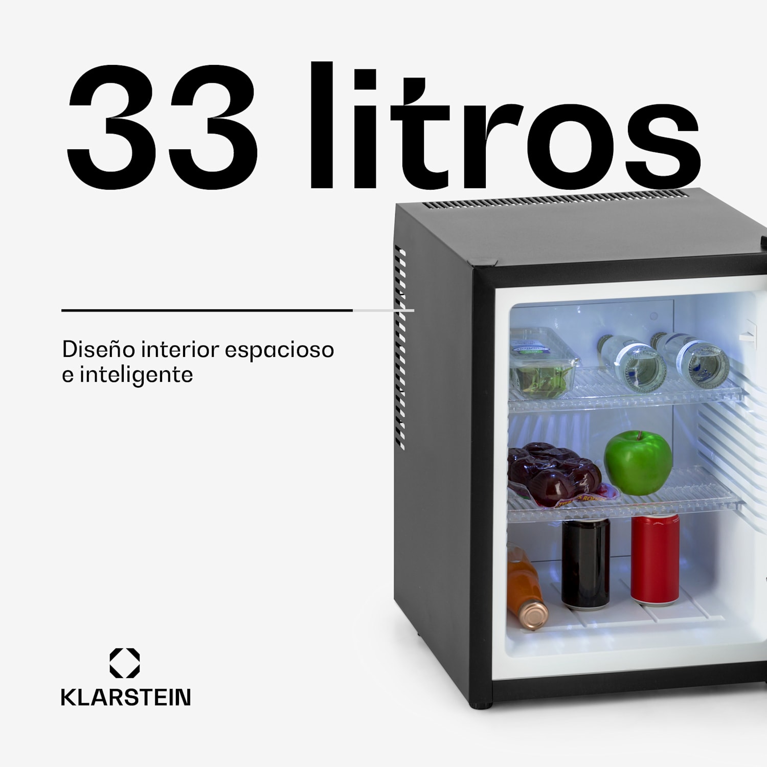 Happy Hour 33 Minibar 33 L 5-15°C Clase de eficiencia energética G 25 dB luz LED 33 L | F | Negro