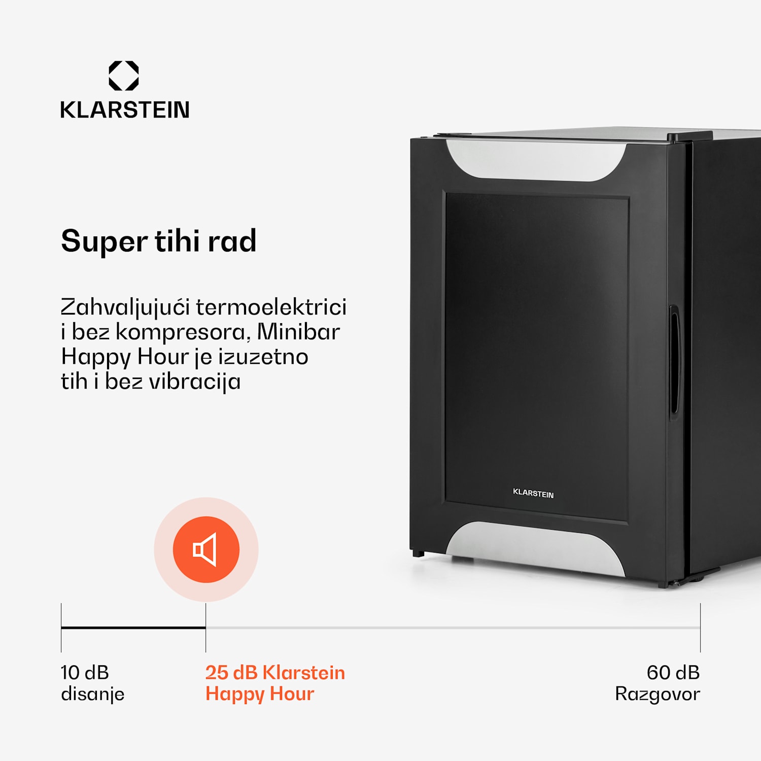 Happy Hour, crni s ukrasnim vratima, minibar, hladnjak, 33 L, tihi rad, G 33 Ltr | F | Crna