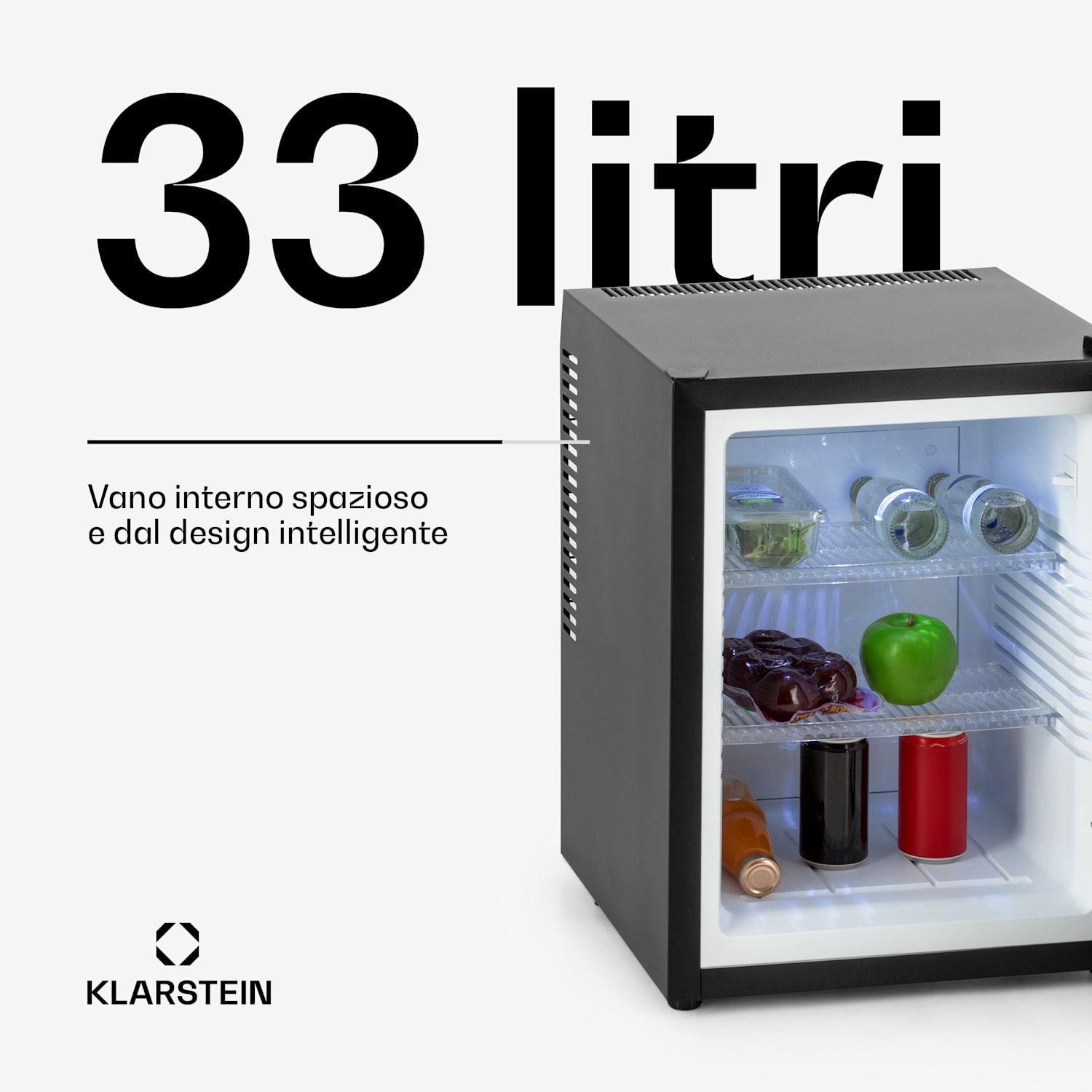 Happy Hour 33 Minibar 33l 5 - 15 °C EEK G 25dB luce LED 33 Ltr | F | Nero