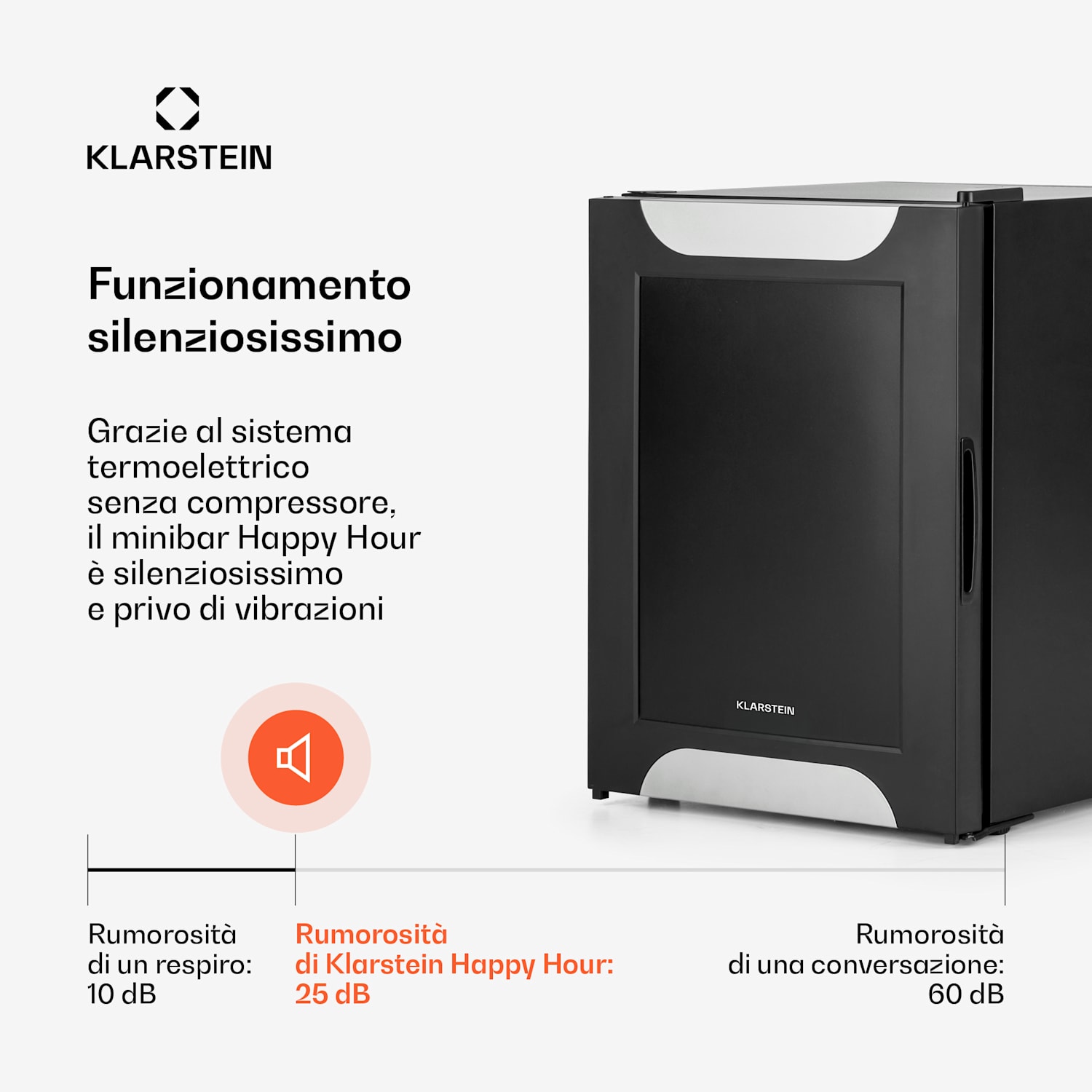 Happy Hour 33 Minibar 33l 5 - 15 °C EEK G 25dB luce LED 33 Ltr | F | Nero
