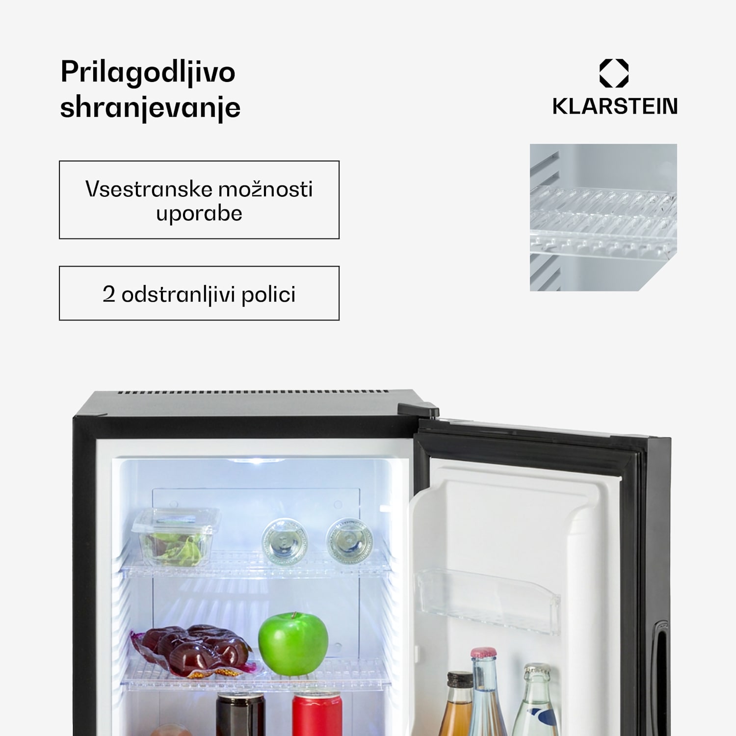 Happy Hour, črna z okrasnimi vrati, minibar, hladilnik, 33 l, tiho delovanje, G 33 Ltr | F | Črna