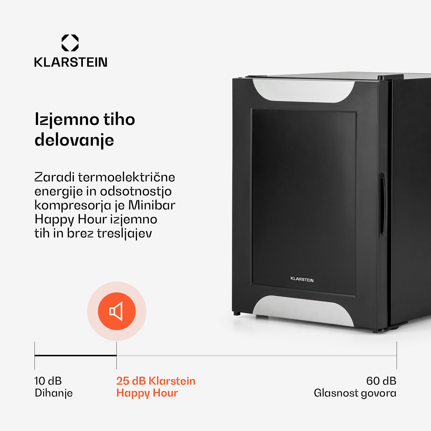 Happy Hour, črna z okrasnimi vrati, minibar, hladilnik, 33 l, tiho delovanje, G 33 Ltr | F | Črna