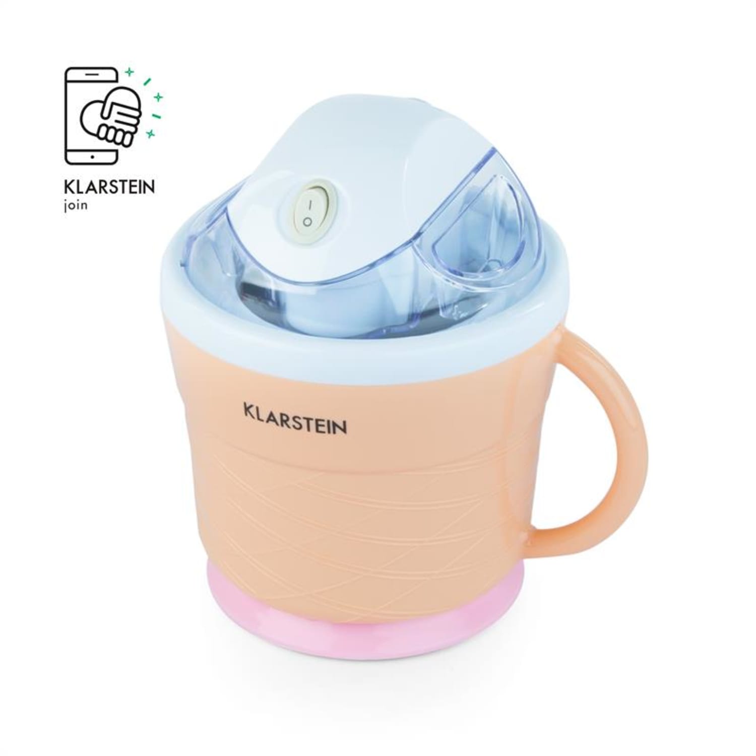 Klarstein IceIceBaby, krémovo oranžová, zariadenie na výrobu zmrzliny, 0,75 l, držadlo, 7,3-9,5 W 