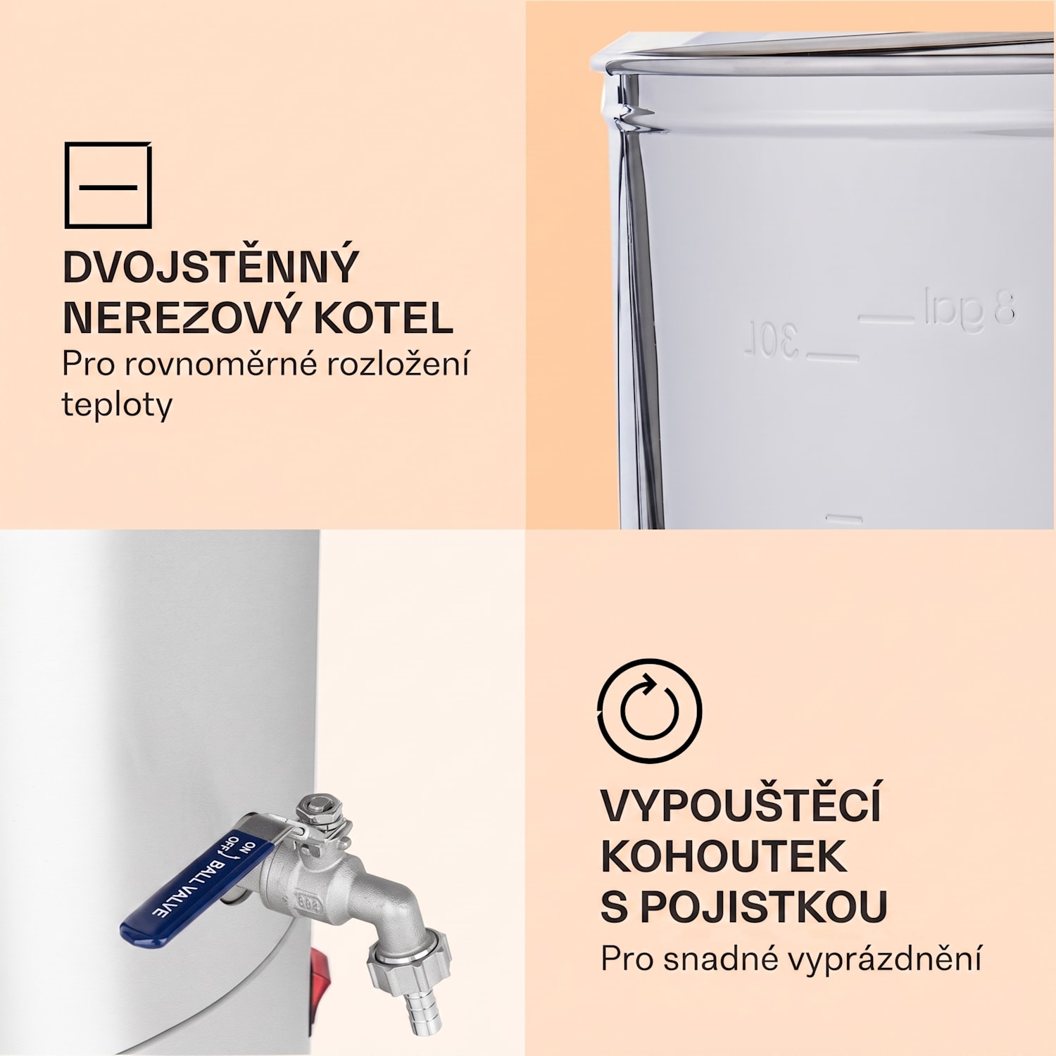 Mundschenk, sladový kotel, 30 l, 2500 W, nerezová ocel 