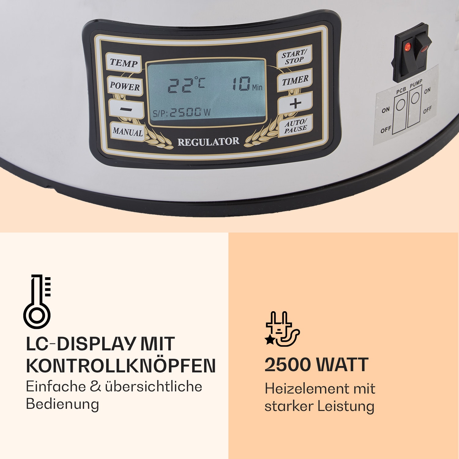 Mundschenk Maischekessel, Bierbrauanlage, 2500 W, 30 l, 9 Programme 