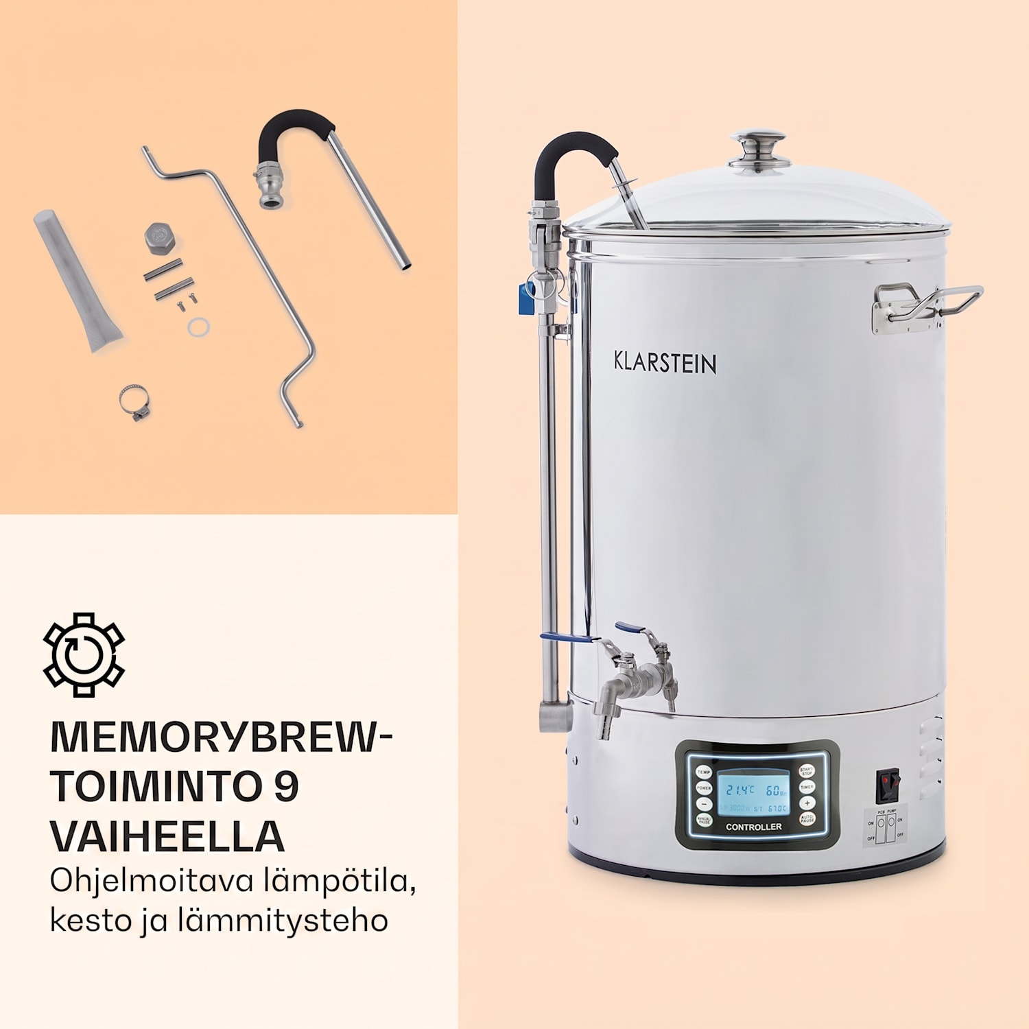 Mundschenk mäskäyskattila, oluenvalmistuslaitteisto, 2500 W, 30 l, 9 ohjelmaa 