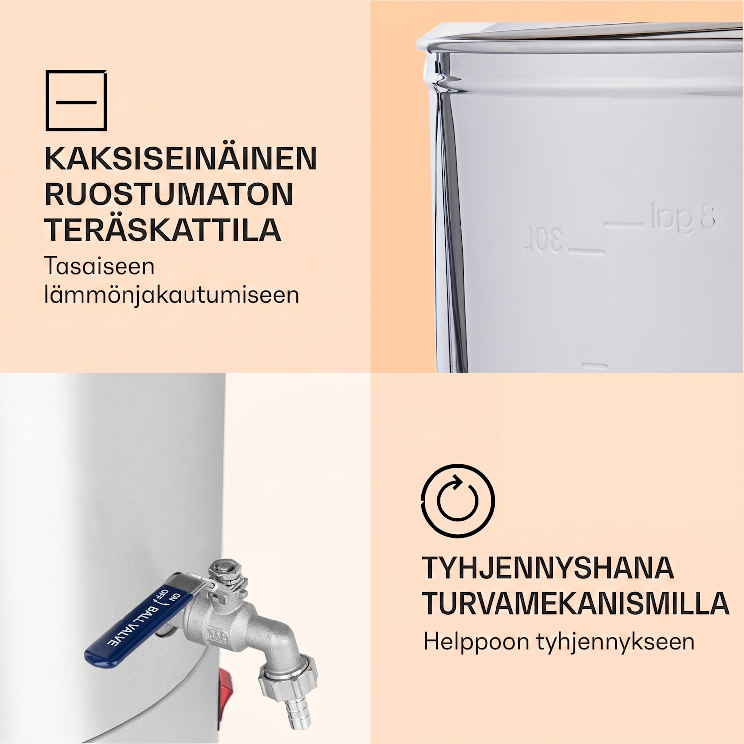 Mundschenk mäskäyskattila, oluenvalmistuslaitteisto, 2500 W, 30 l, 9 ohjelmaa 