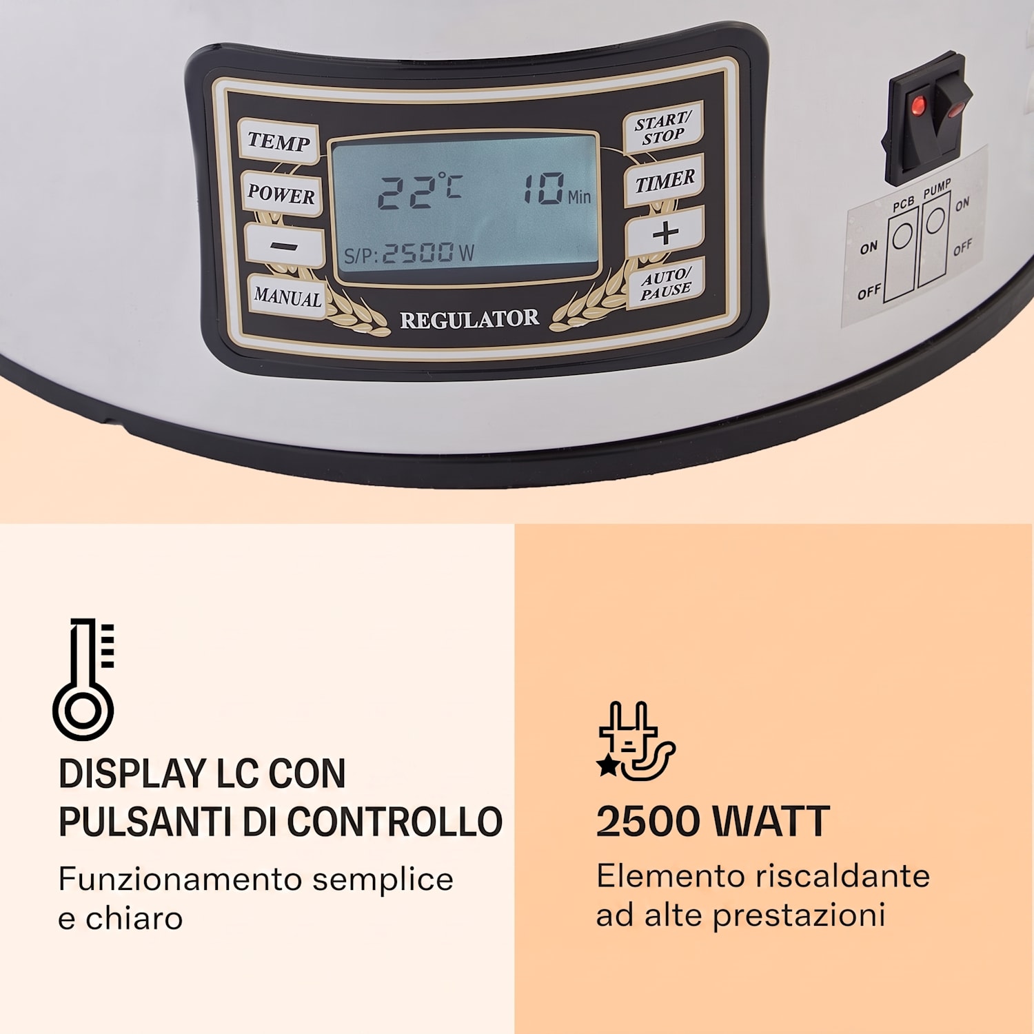Mundschenk - Caldaia di ammostamento, impianto per la produzione di birra, 2500 W, 9 programmi, 30 l 
