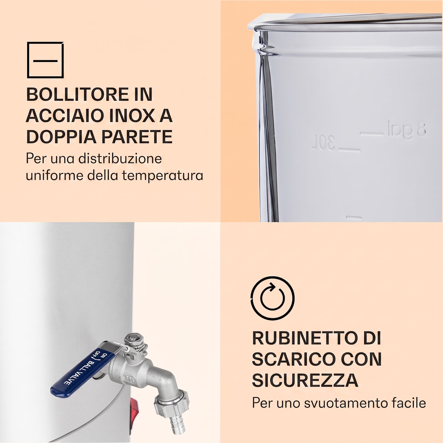 Mundschenk - Caldaia di ammostamento, impianto per la produzione di birra, 2500 W, 9 programmi, 30 l 
