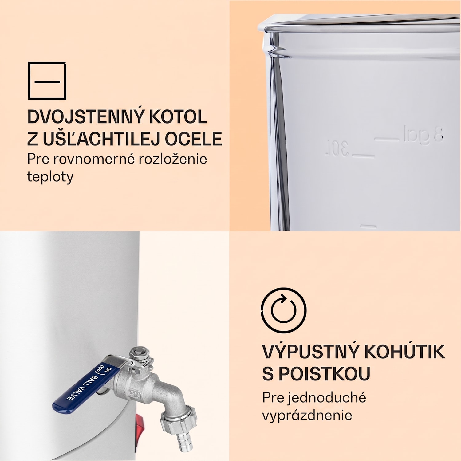 Mundschenk, sladový kotol, 30 l, 2500 W, zariadenie na varenie piva, nehrdzavejúca oceľ 