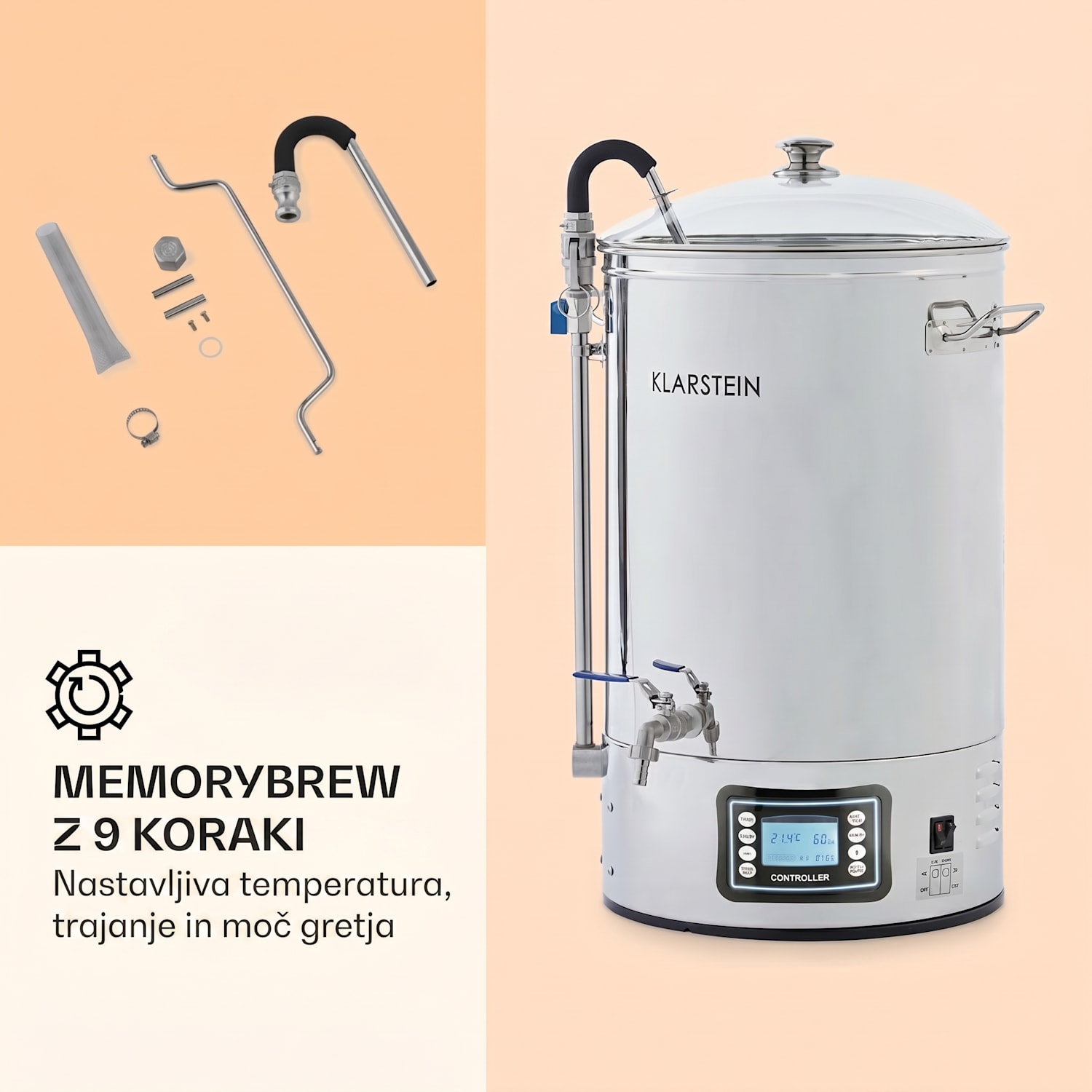 MUNDSCHENK, PIVSKI KOTEL, NAPRAVA ZA VARJENJE PIVA, KOMPLET, 2500W, 30L, NERJAVEČE JEKLO 