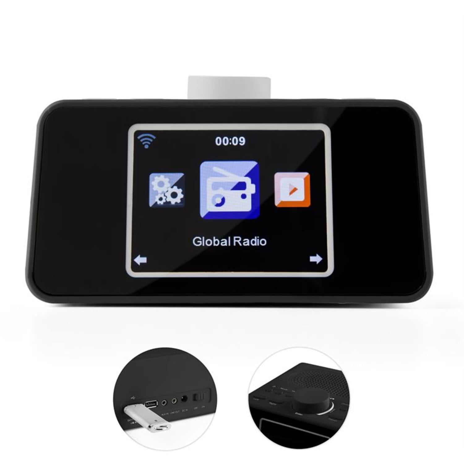 i-snooze radio de internet WLAN USB AUX 3,2 " TFT display a color negra 