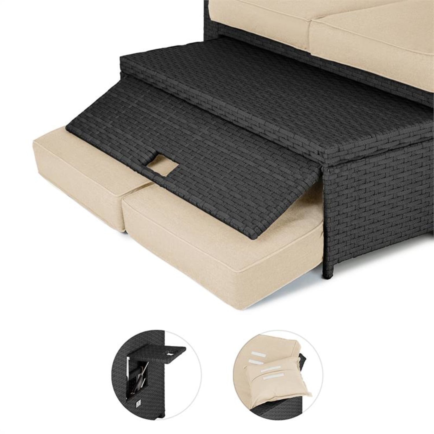 KOMFORTZONE, SIVA, VRTNA SEDEŽNA IZ RATANA, DVOSED, POLIRATAN, ZLOŽLJIVA Siva