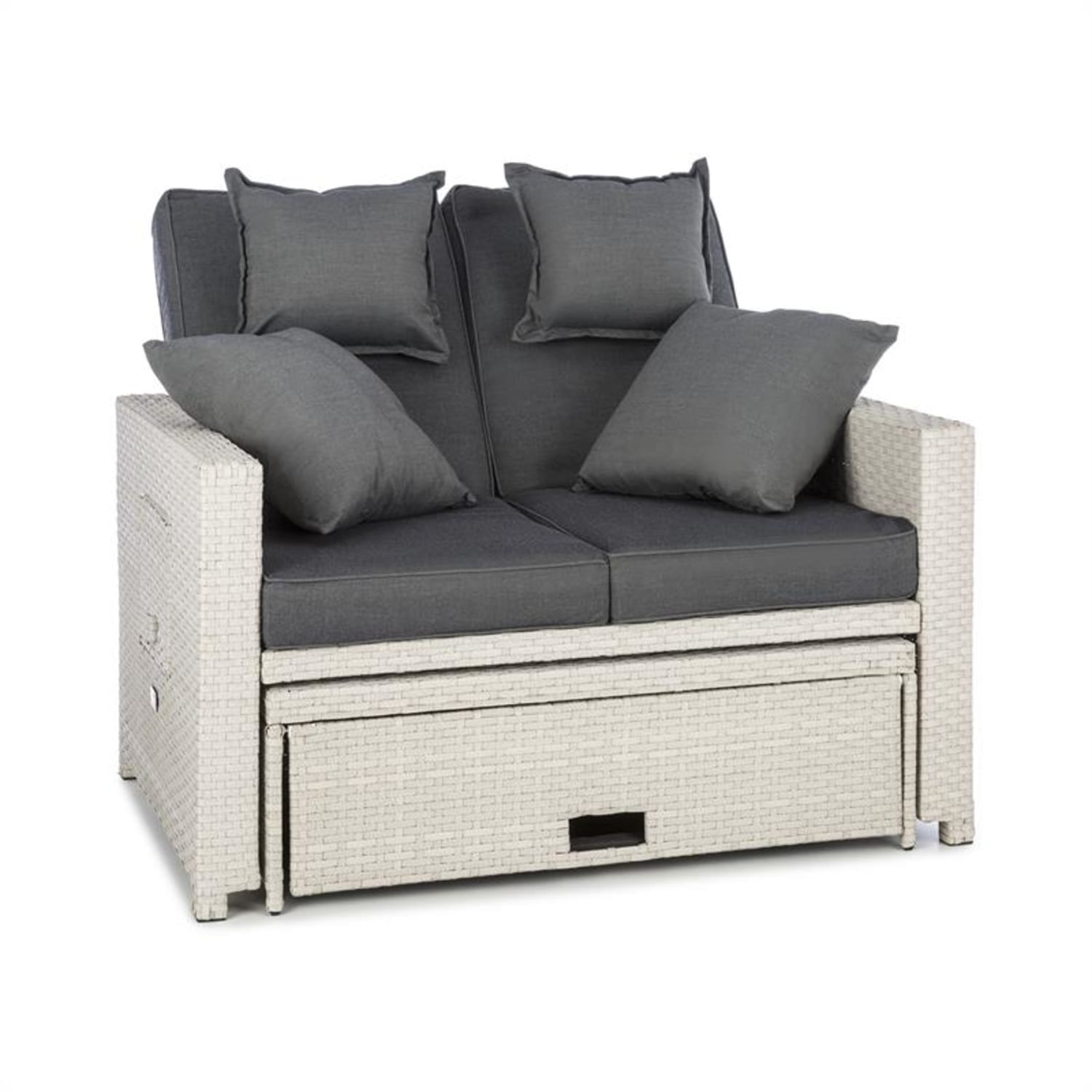 Comfortzone rotan loungebank tweezits incl. klaptafel - wit