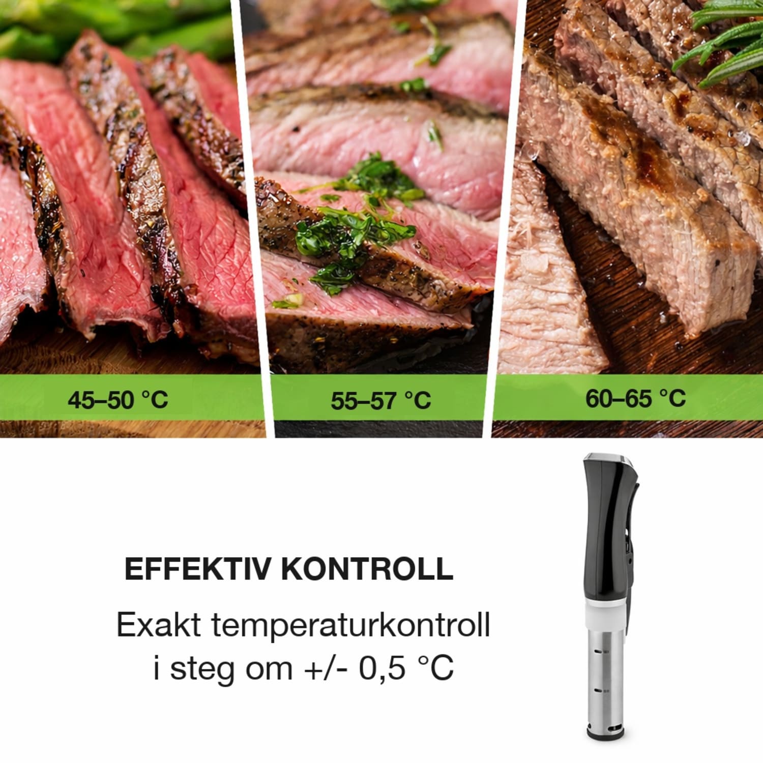 Quickstick Sous Vide-maskin | termostat: 50-95 °C i steg om 0,5 °C | cirkulationspump för 20 l | ädelstål 