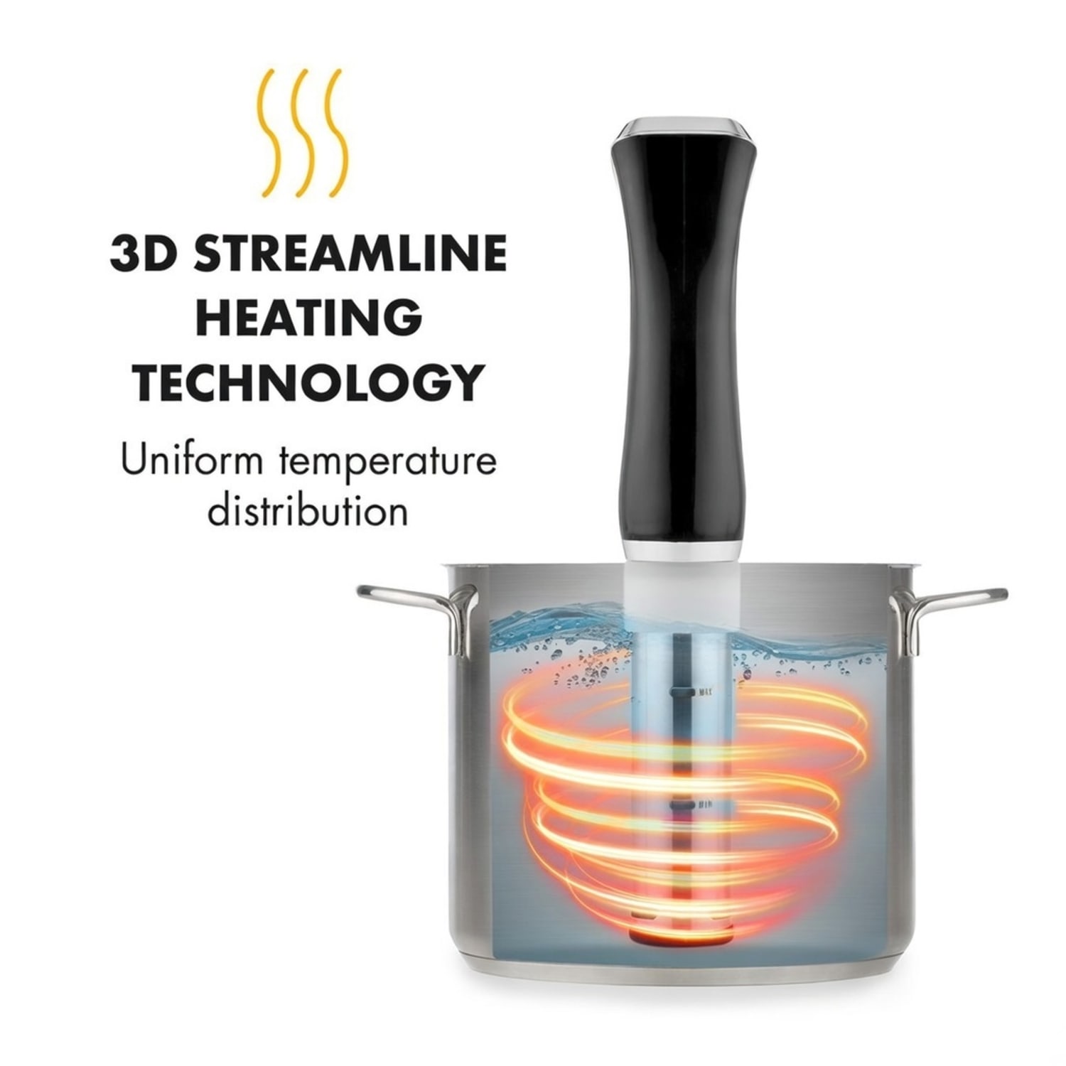 Quickstick Sous Vide Cooker | Thermostat: 50-95 °C in 0.5 °C steps | Circulating pump for 20 L | Stainless steel Black