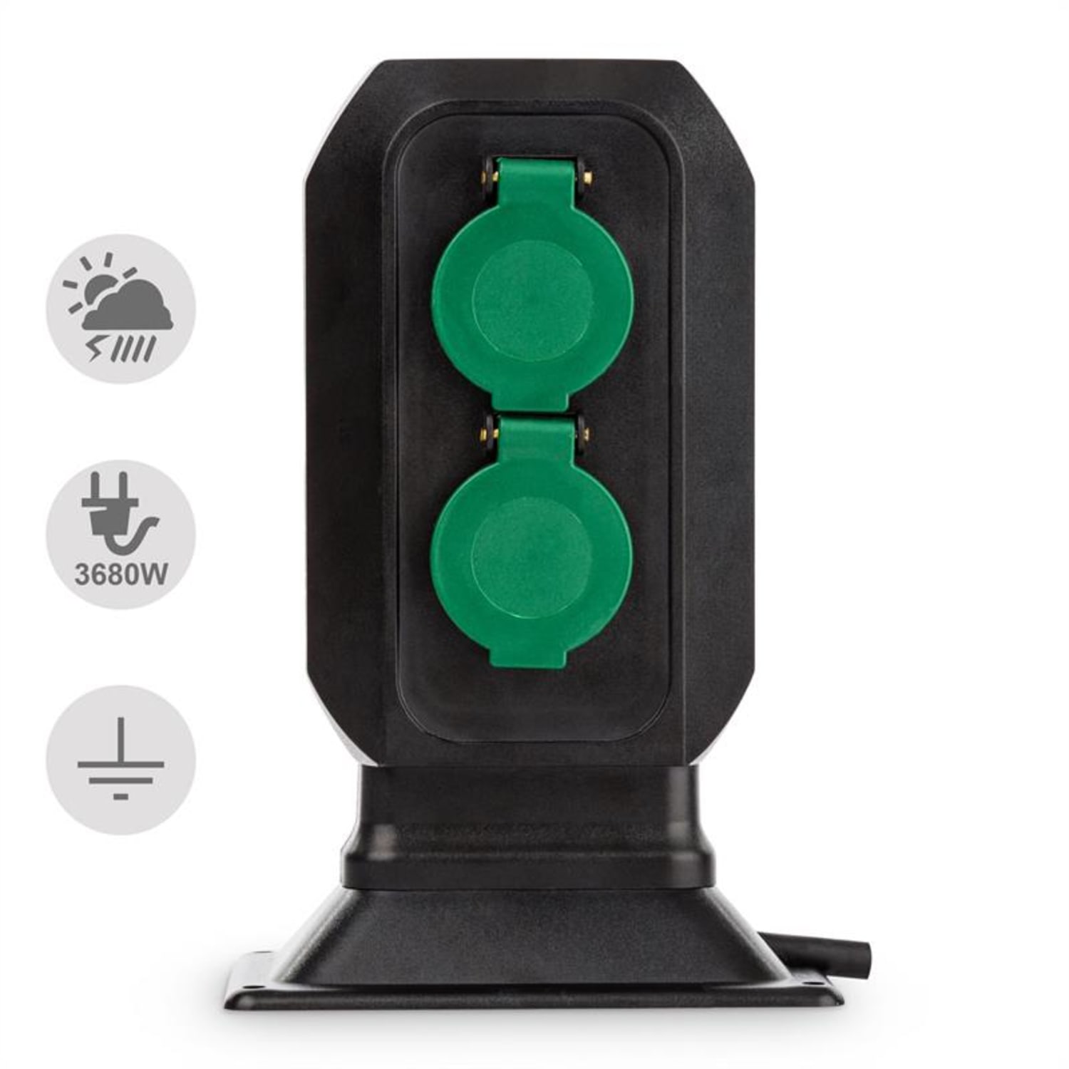 POWERSPIKE S2, priză de grădină dublă, IP44, 3680W, 3 m, cablu, cui pentru împămăntare 