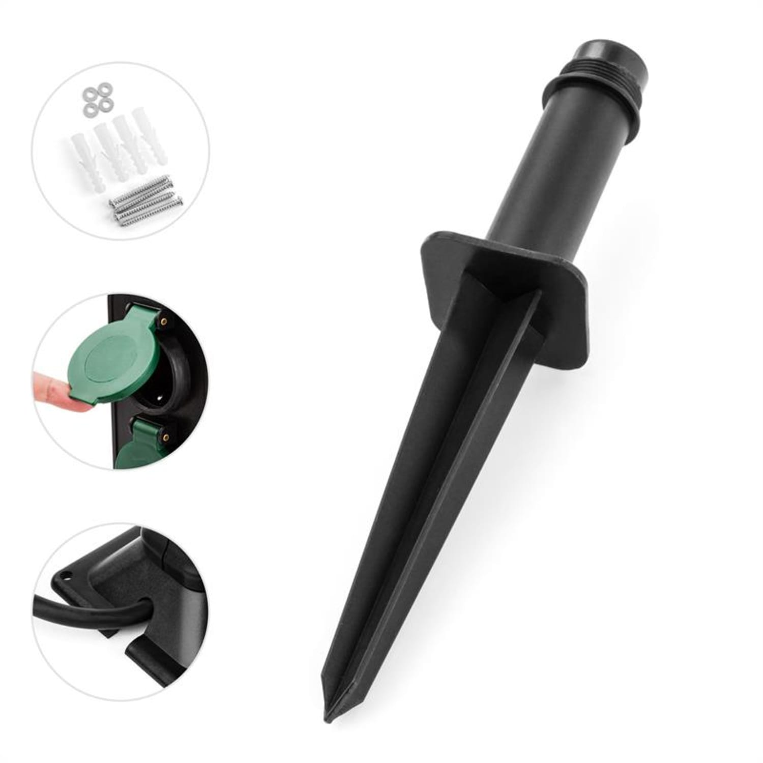 POWERSPIKE S2, priză de grădină dublă, IP44, 3680W, 3 m, cablu, cui pentru împămăntare 