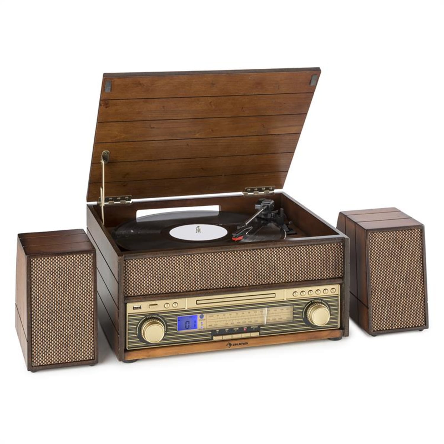 Epoque 1909 Retro-audiosysteem platenspeler cassette bluetooth USB CD AUX 