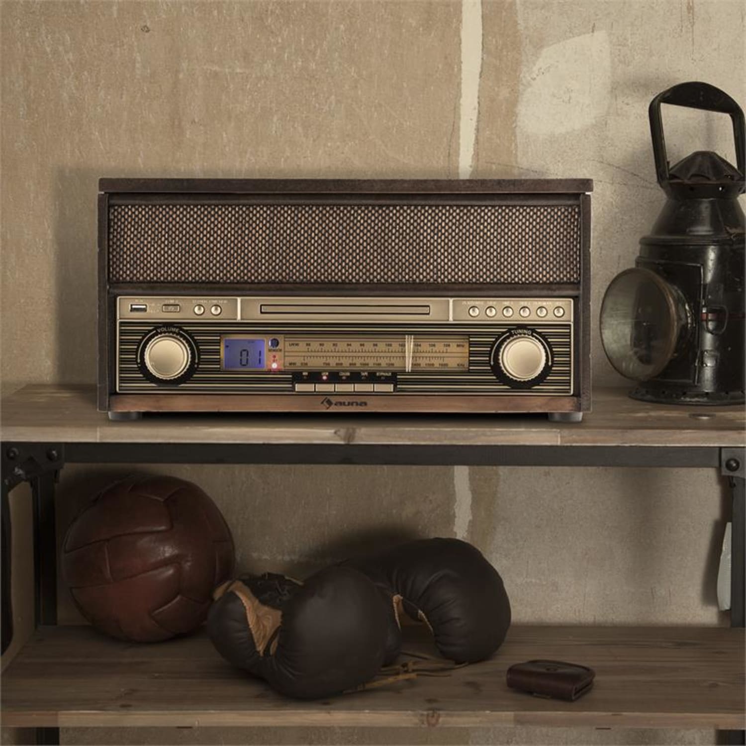 Epoque 1909 Retro-audiosysteem platenspeler cassette bluetooth USB CD AUX 