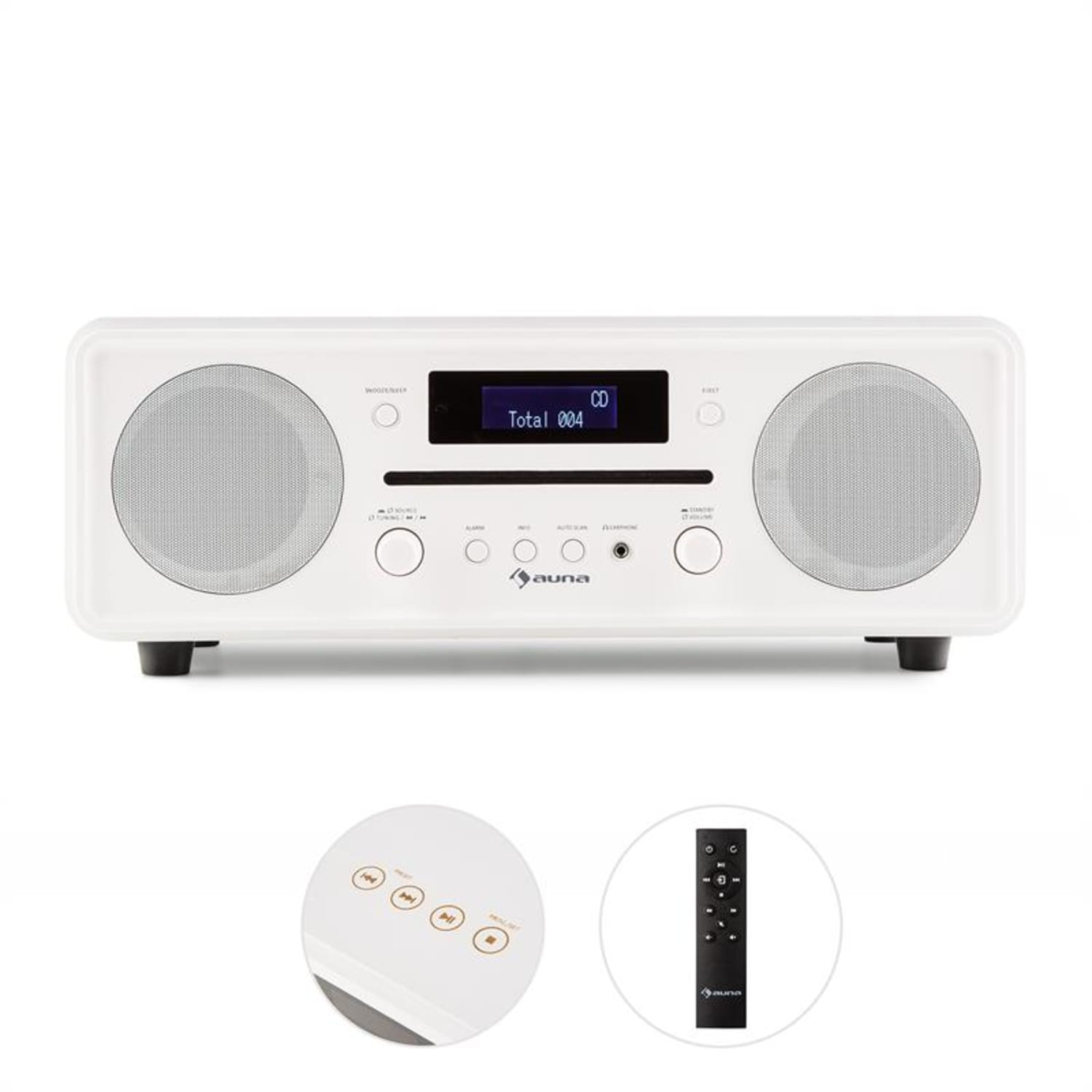 Melodia CD DAB+/FM Radio de mesa Reproductor de CD Bluetooth Alarma Repetición blanco