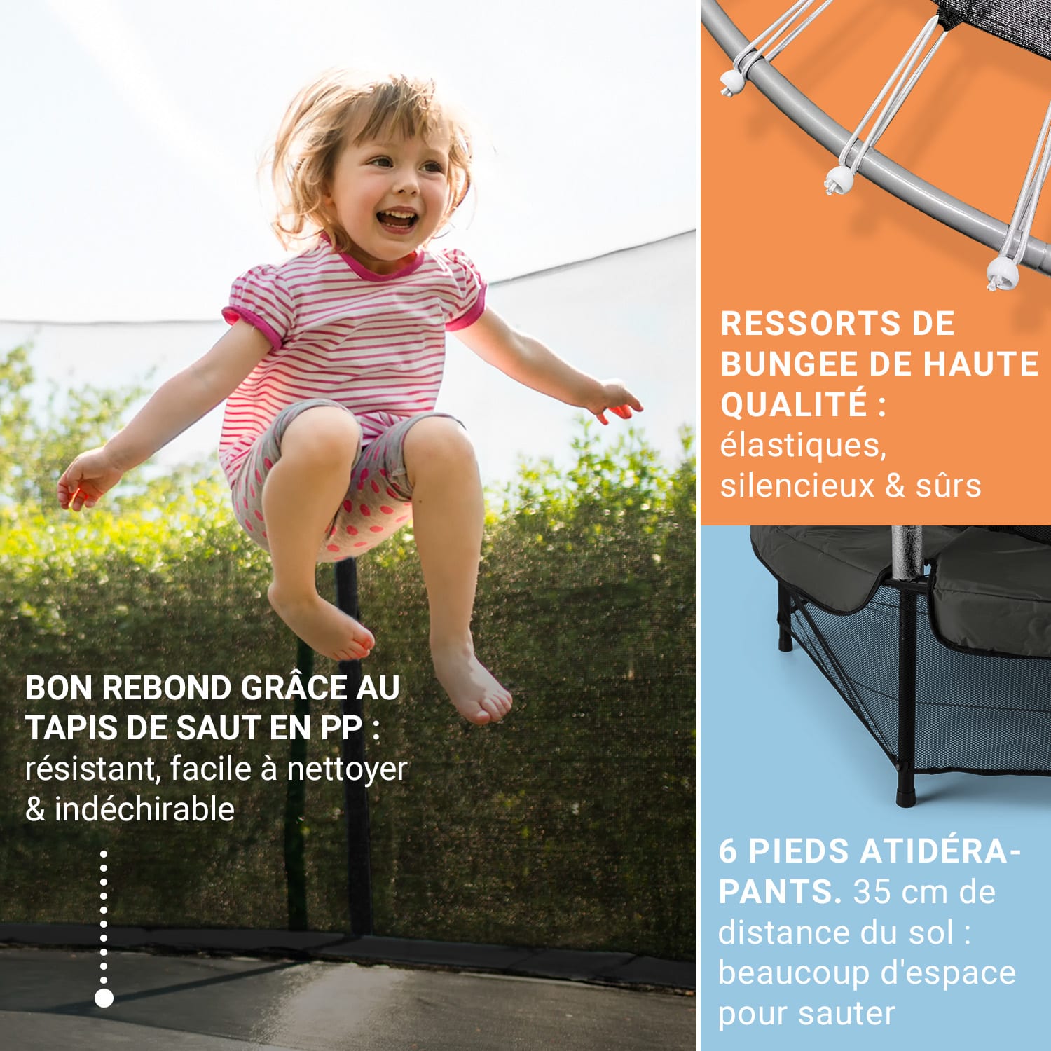 Rocketkid trampoline Ø 140 cm veiligheidsnet bungeevering vanaf 3 jaar Črna