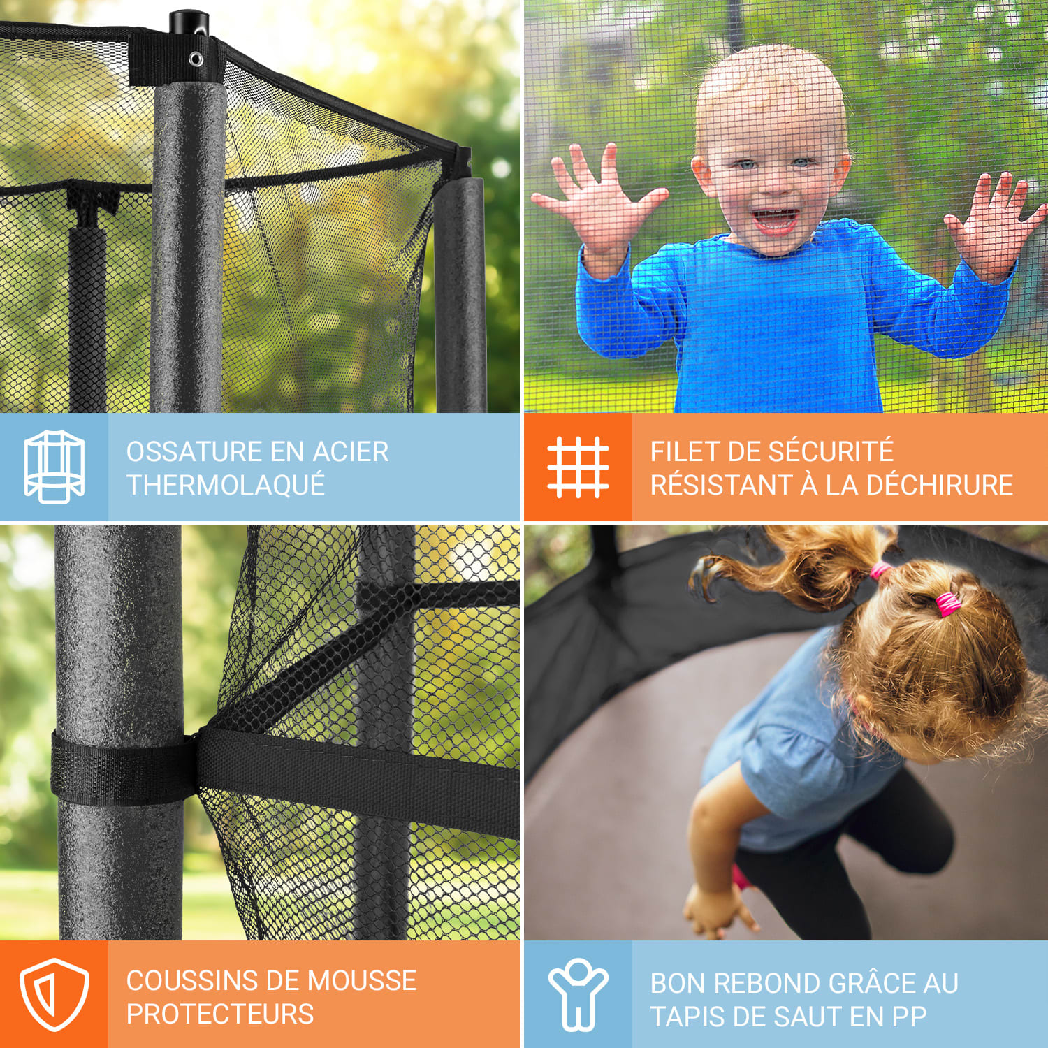 Rocketkid trampoline Ø 140 cm veiligheidsnet bungeevering vanaf 3 jaar Črna