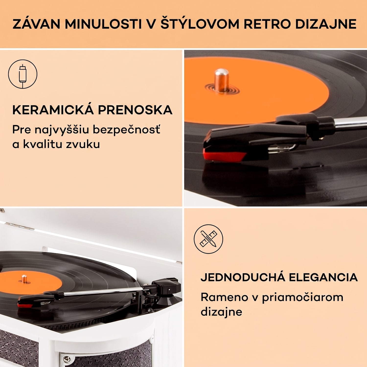 Belle Epoque 1908 DAB, biely, retro stereo systém, gramofón, DAB+ CD-Player / Bluetooth / DAB Radio | Biele drevo