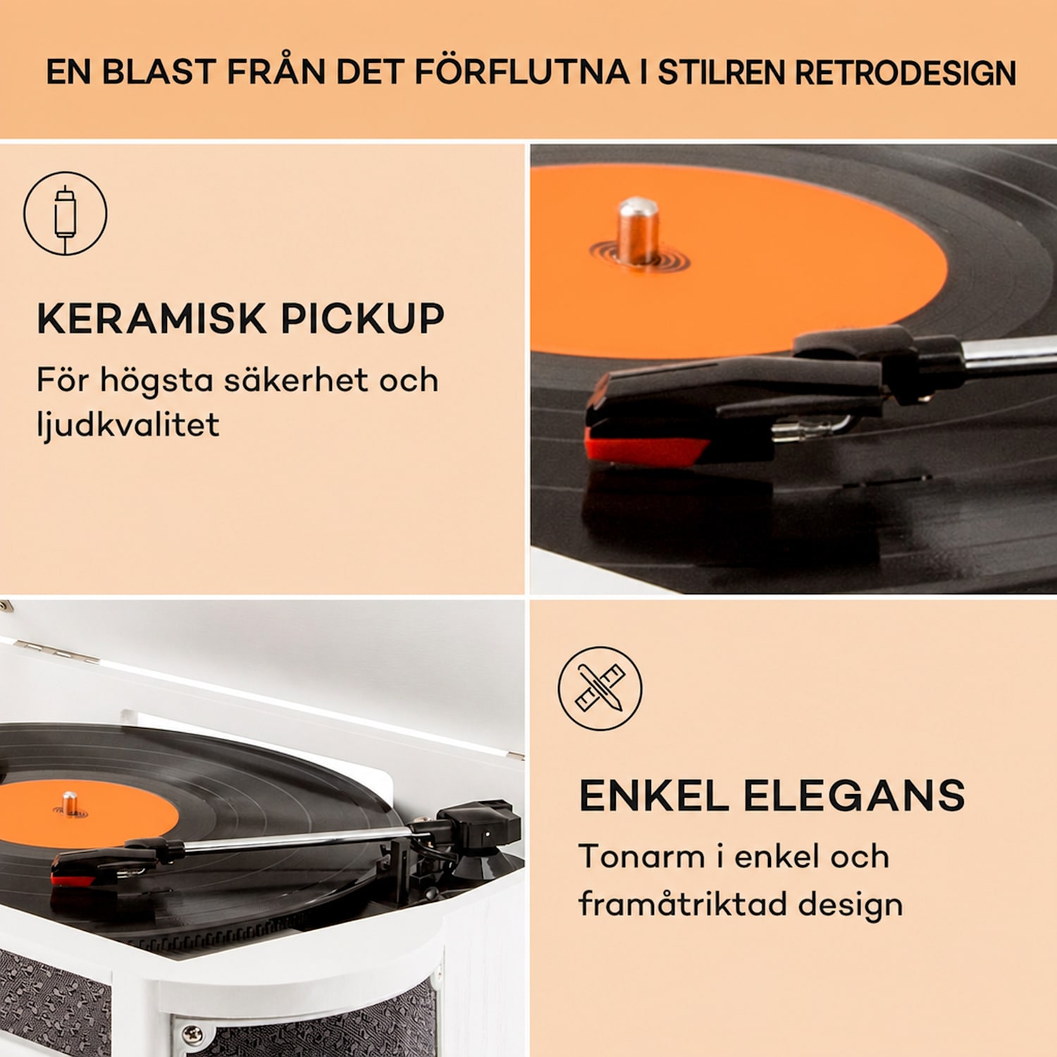 Belle Epoque 1908 Retro-stereoanläggning skivspelare DAB+ Bluetooth CD-spelare / Bluetooth / DAB-adio | Vit Trä