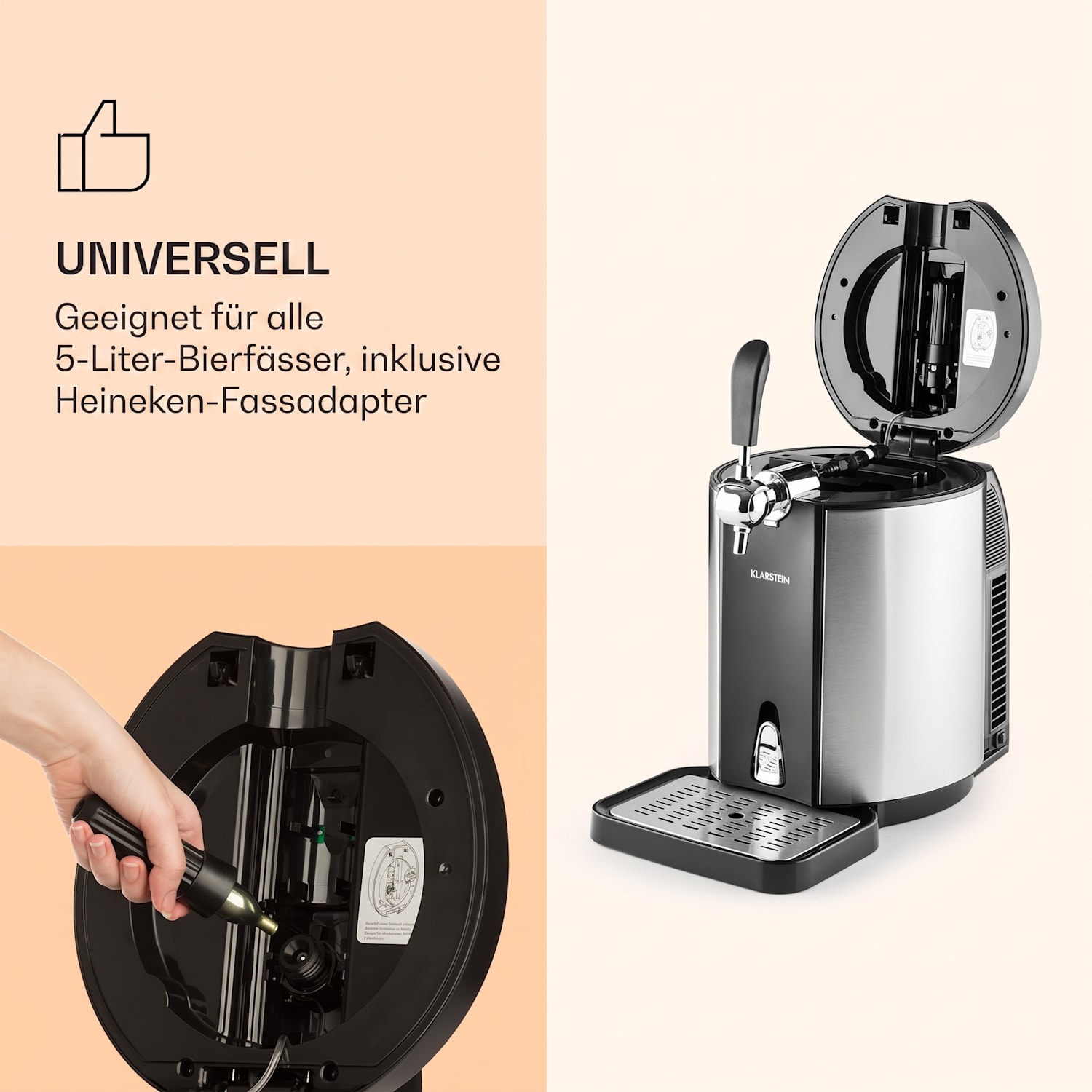 Skal Bierzapfanlage Bierkühler 5l Fässer CO2 Edelstahl Schwarz / Silber-Metallic