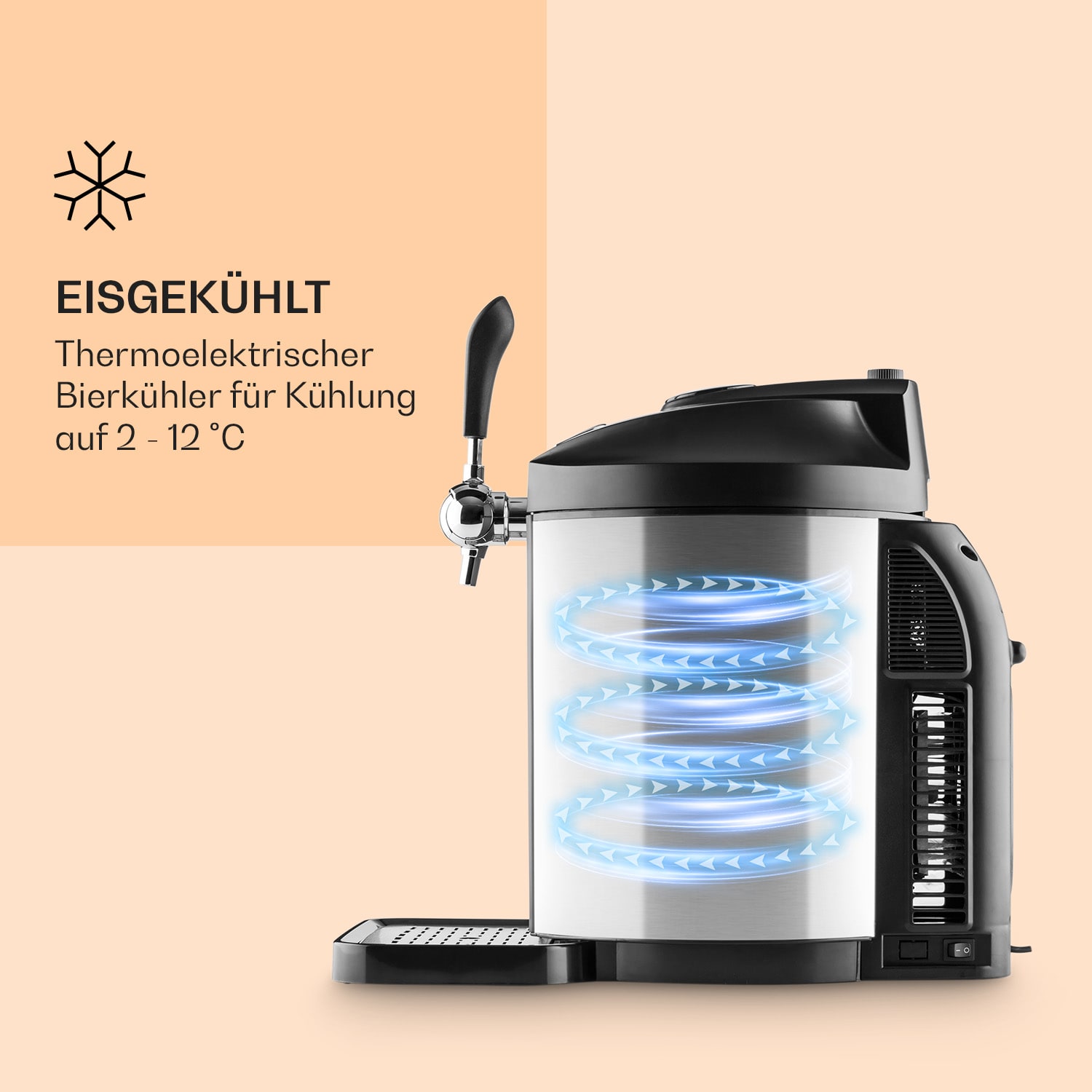 Skal Bierzapfanlage Bierkühler 5l Fässer CO2 Edelstahl Schwarz / Silber-Metallic