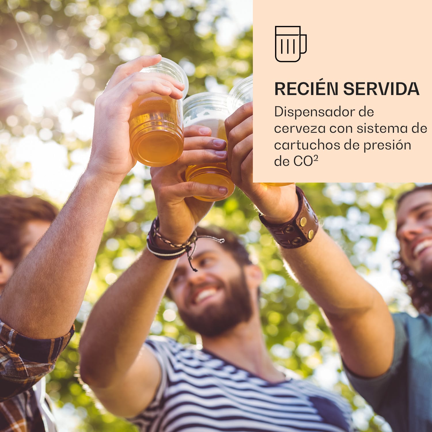 Skal Dispensador de cerveza Enfriador de cerveza Barriles de 5 L CO2 Acero inoxidable Negro / Plata Metálica