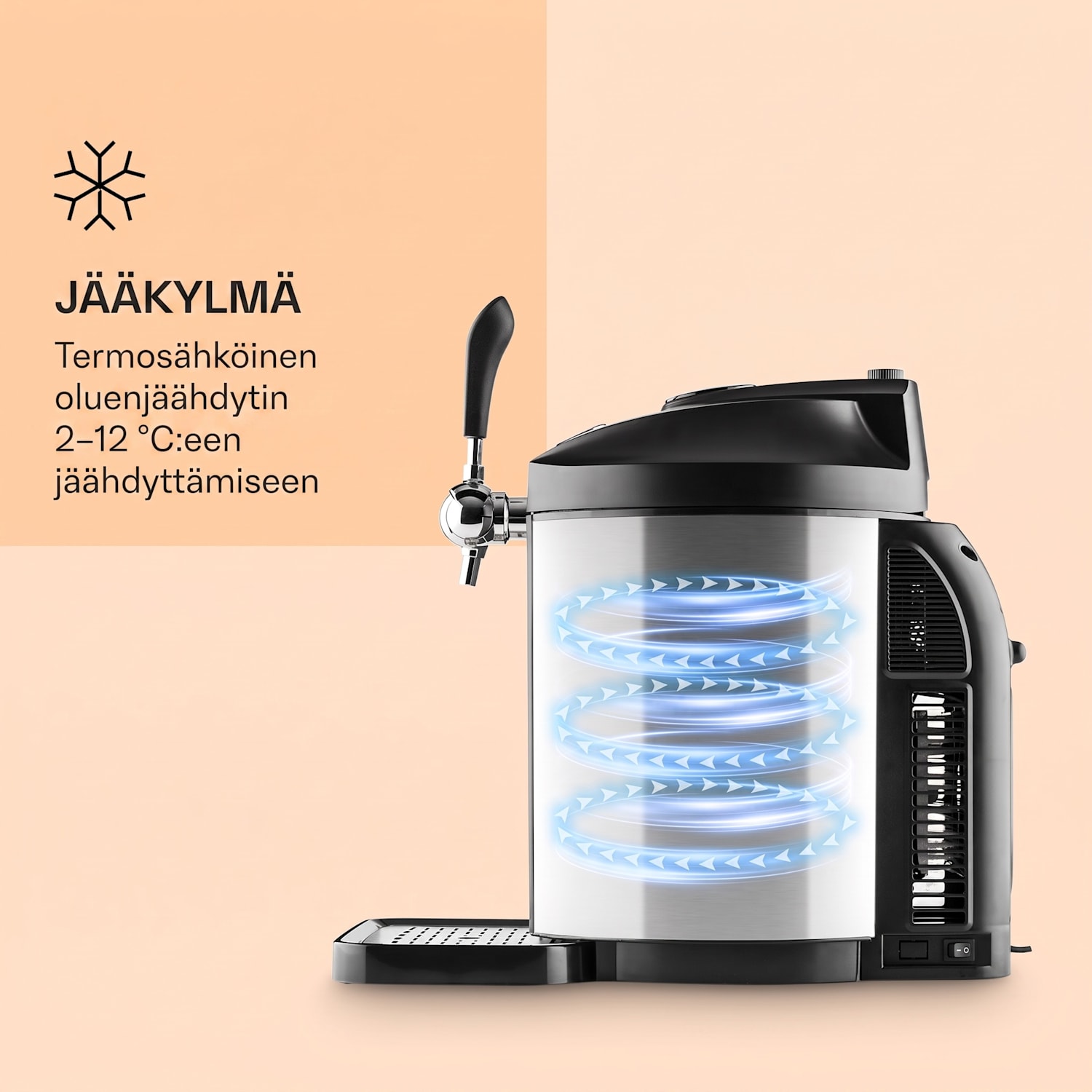 Skal oluthana olutjäähdytin 5 l tynnyrille CO2 ruostumaton teräs Musta / Hopea Metallinen